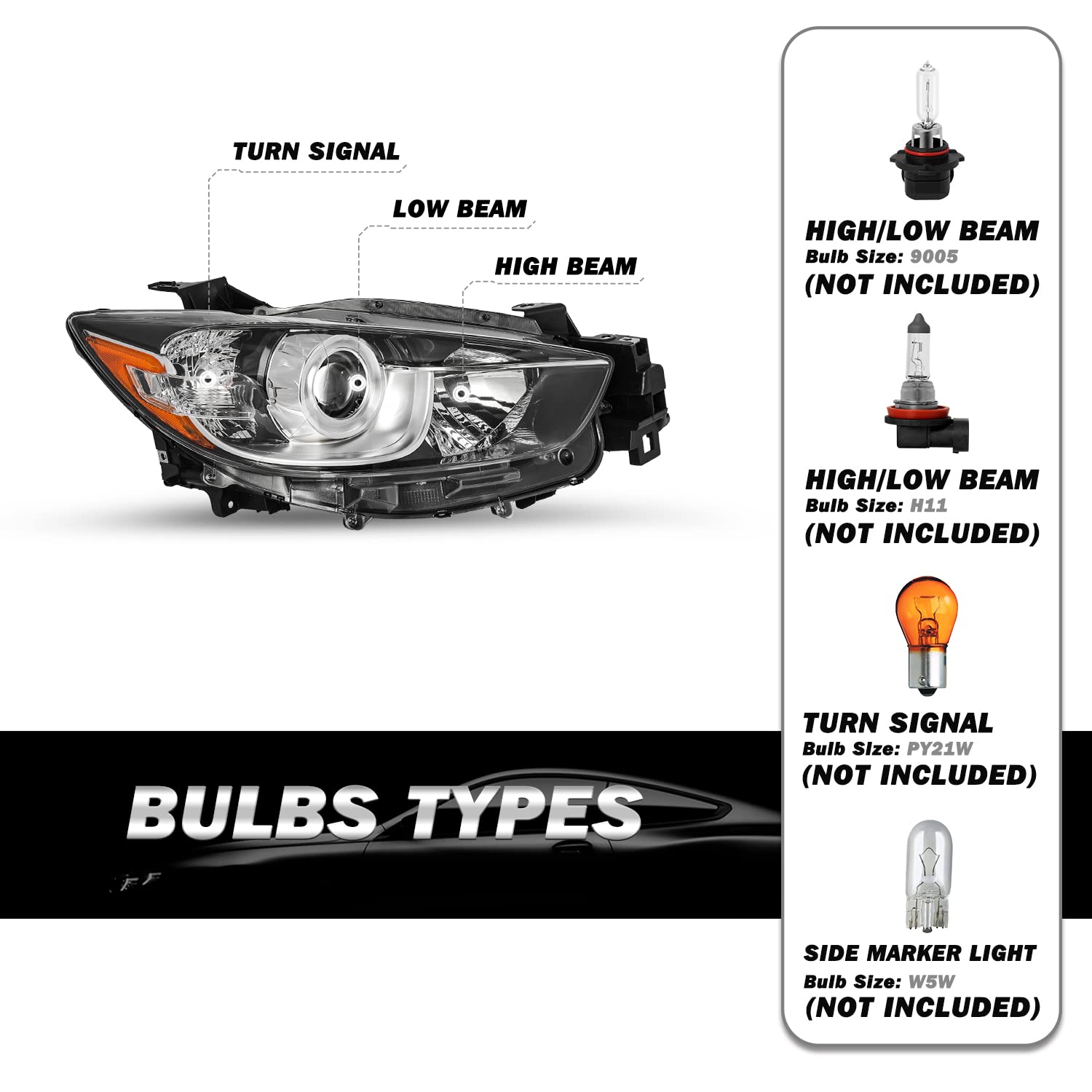 Sockir Headlight Assembly Fit For 2013-2016 Mazda Cx-5 Factory Halogen Projector Headlamp Replacement Right Passenger Side