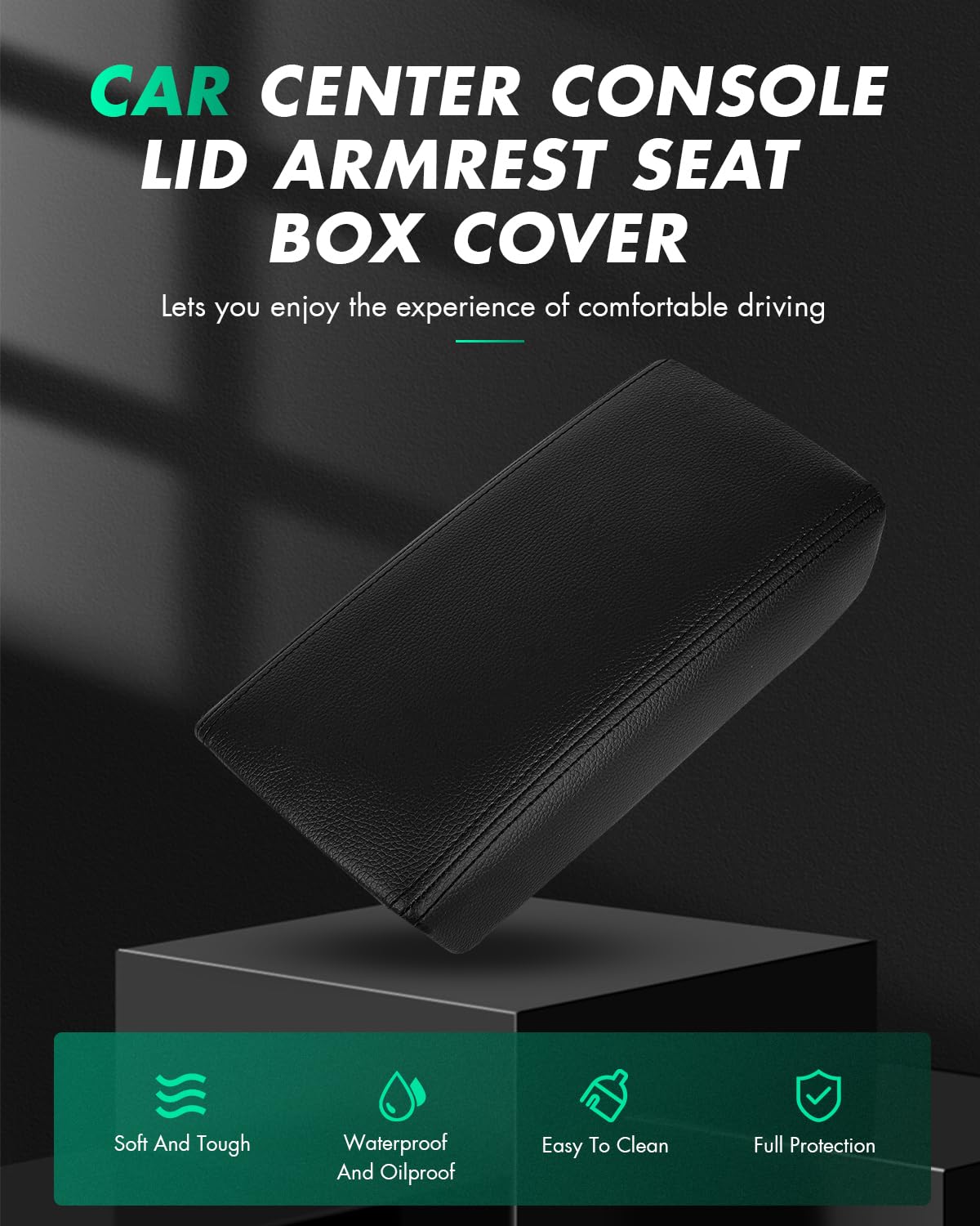 SCITOO Auto Black Car Center Console Lid Armrest Seat Box Cover Replacement Fit for 2003-2007 for Honda Accord 7th Armrest Cover