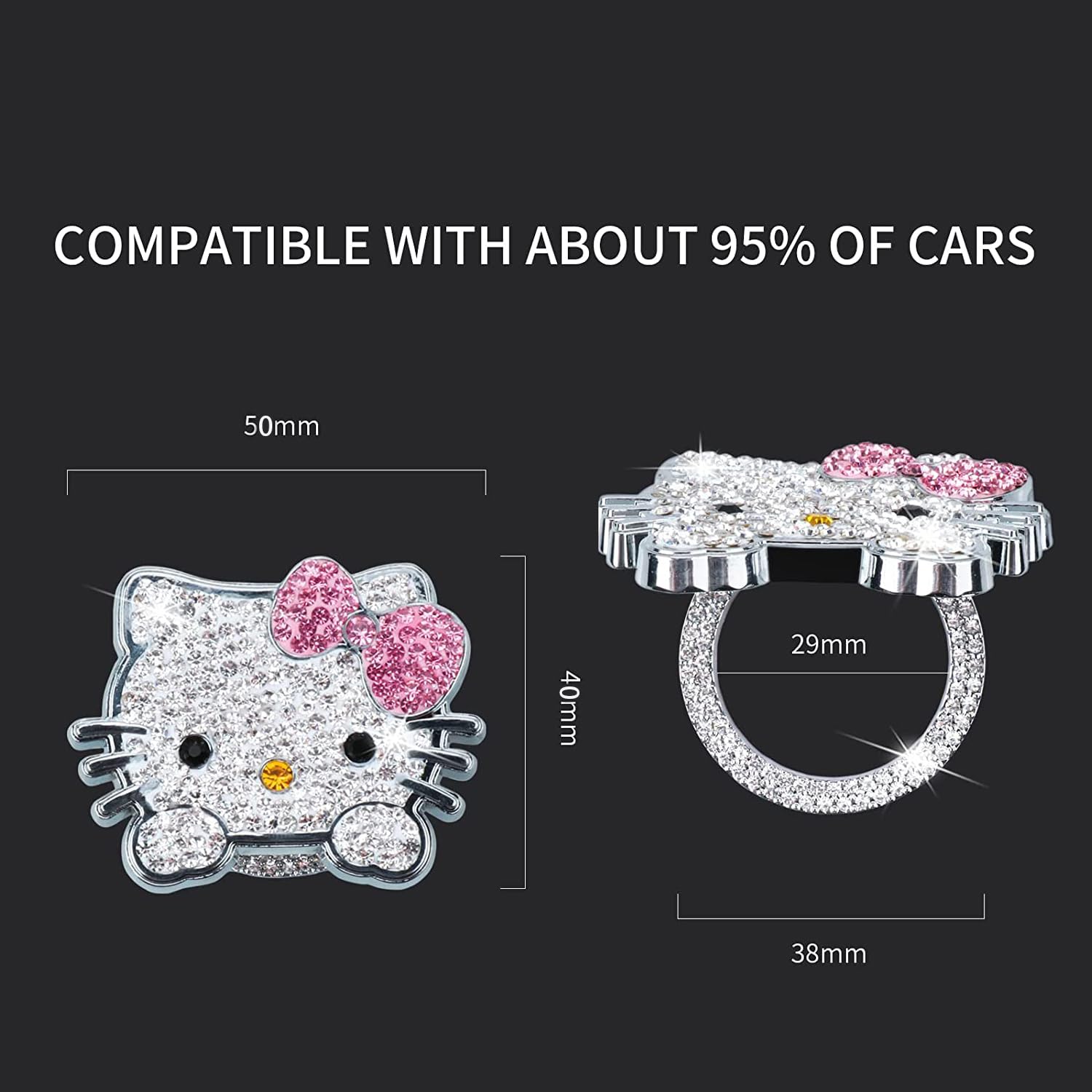 Pangpai Pink Key Fob Cover Set for Kia Forte, Niro, Optima, Sorento, Soul, Sportage - Bling Keychain, Push to Start Button Cover