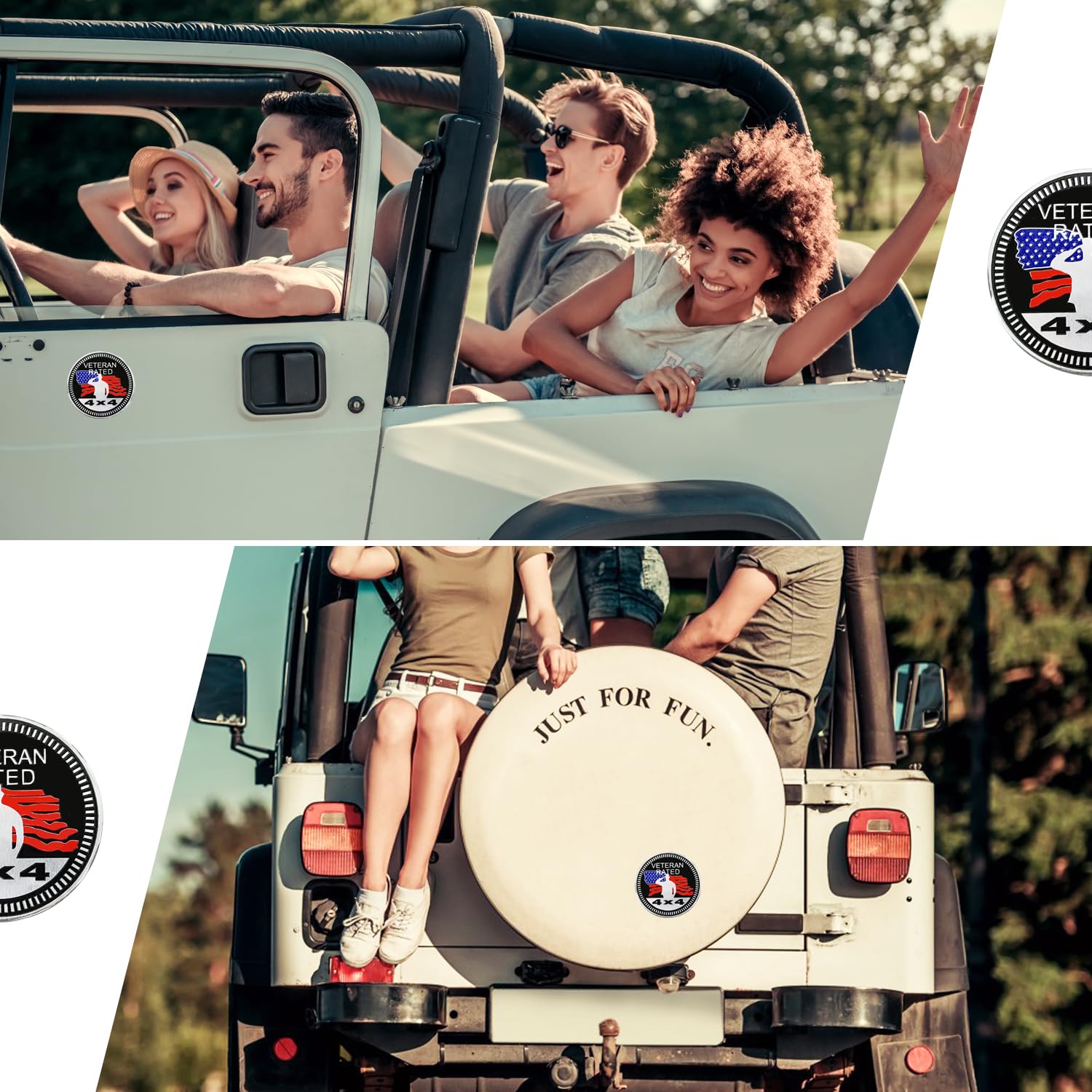 2 Pcs Veteran Badge Rated Car Emblem, 4 X 4 Metal Automotive Badge, 3D Round Metal Car Badges Emblems, Car Badge Decals Stickers