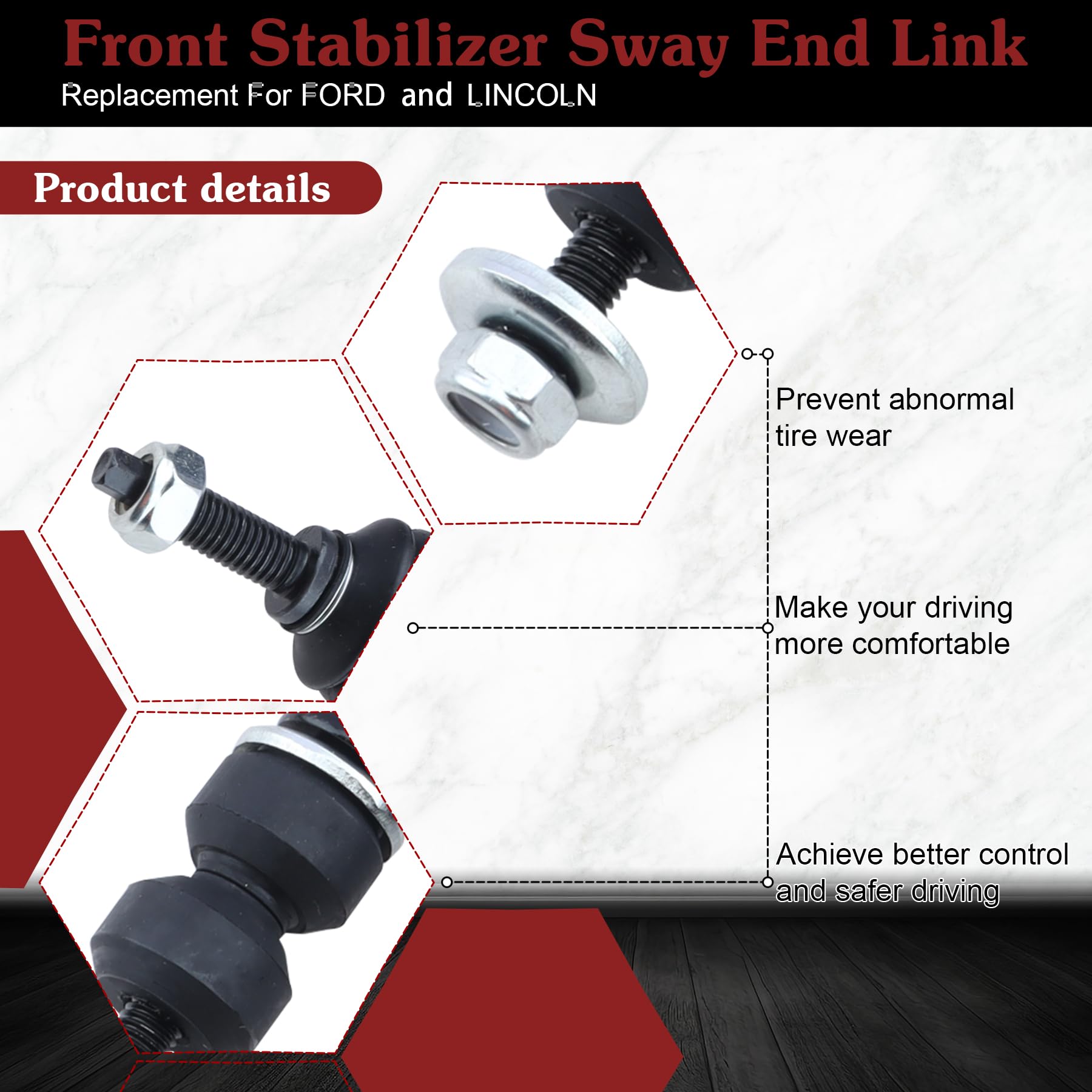 Stiueoav K80337 Sway Bar Link - Front Stabilizer End Link Compatible With 2005-2008 Ford F-150 Rwd?2006-2008 Lincoln Mark Lt