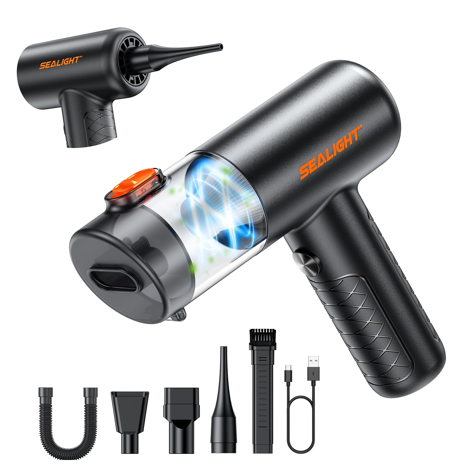 Sealight Car Vacuum Portable Cordless, 22000Pa Mini Vacuum Cleaner And Air Duster, 4 In 1 Hand Held Vacuum With Car Accessories,