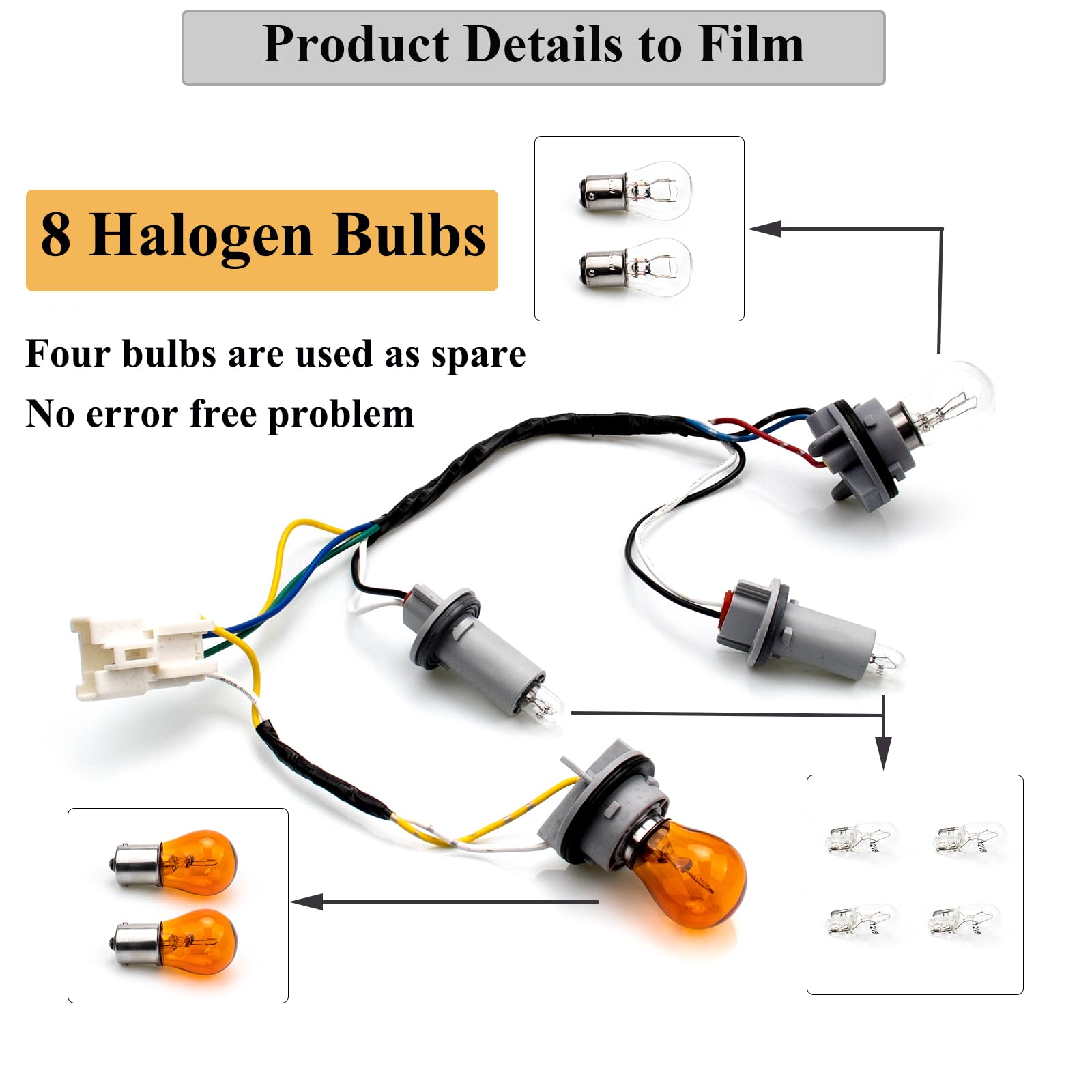 Hoput 92450-3Q000 92450 3Q000 Tail Lamp Holder And Wiring With 8 Halogen Bulbs, Compatible With Hyundai Sonata 2011 2012 2013 20