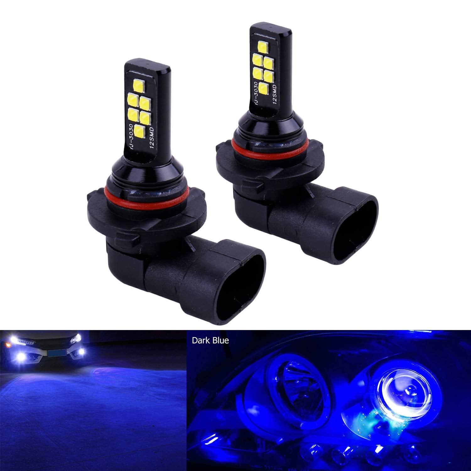 SOCAL-LED LIGHTING 2x HB4 9006 LED Fog Light Bulb for Powersports Advanced 3030 SMD Bright Colorful Daytime Running DRL Lamp, Da