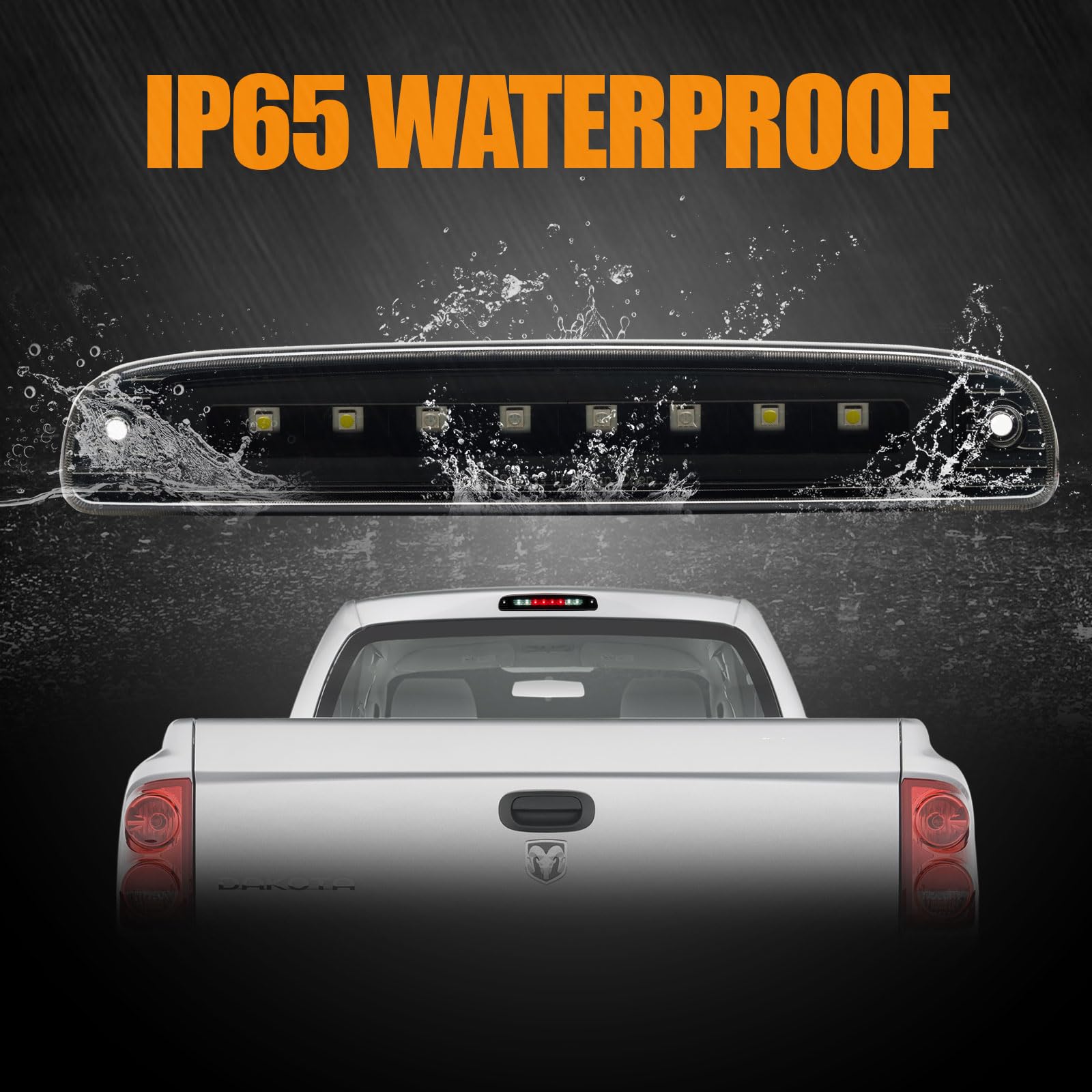 Cxdar Third 3Rd Brake Light Led For 1997-2007 Dodge Dakota, High Mount Rear Brake Lights Assembly For 97-07 Dakota, Waterproof C