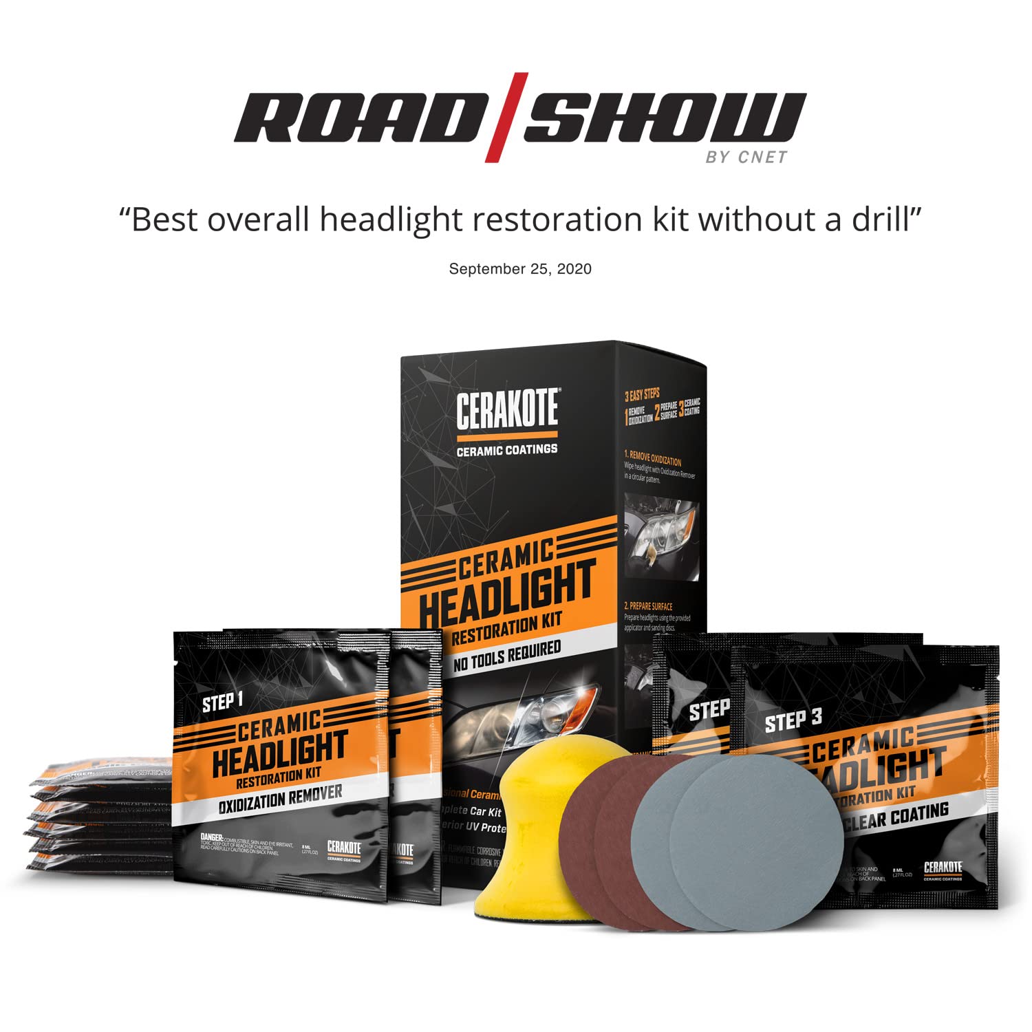Cerakote® Ceramic Headlight Restoration Kit - Guaranteed To Last As Long As You Own Your Vehicle - Brings Headlights Back To Like New Condition - 3 Easy Steps - No Power Tools Required