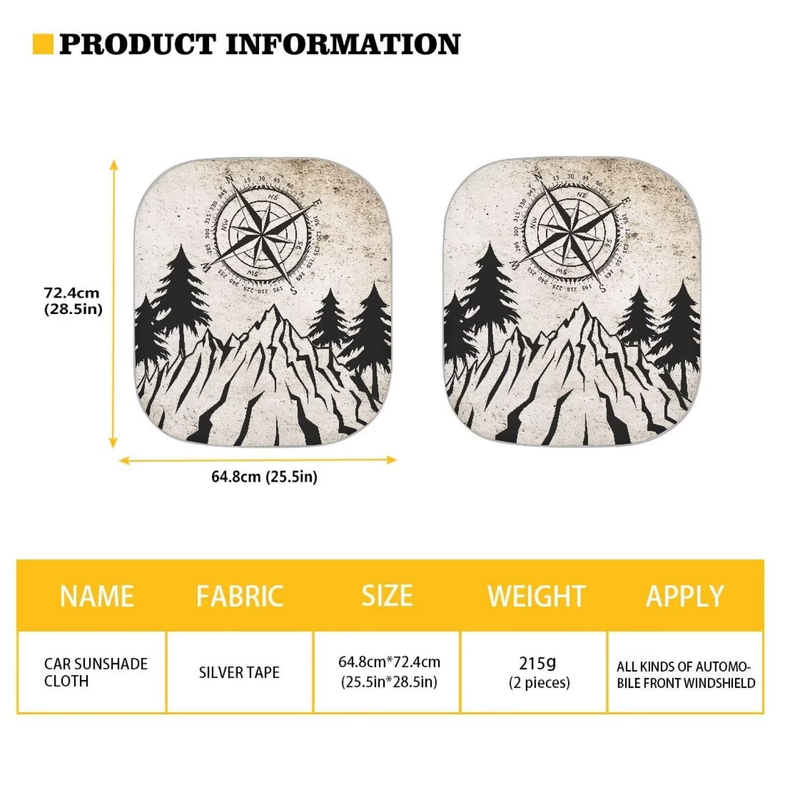 Renewold Compass Front Window Sun Visor Automotive Windshield Sunshade Summer Outdoor Car Window Shade For Most Sedans Van Suv T