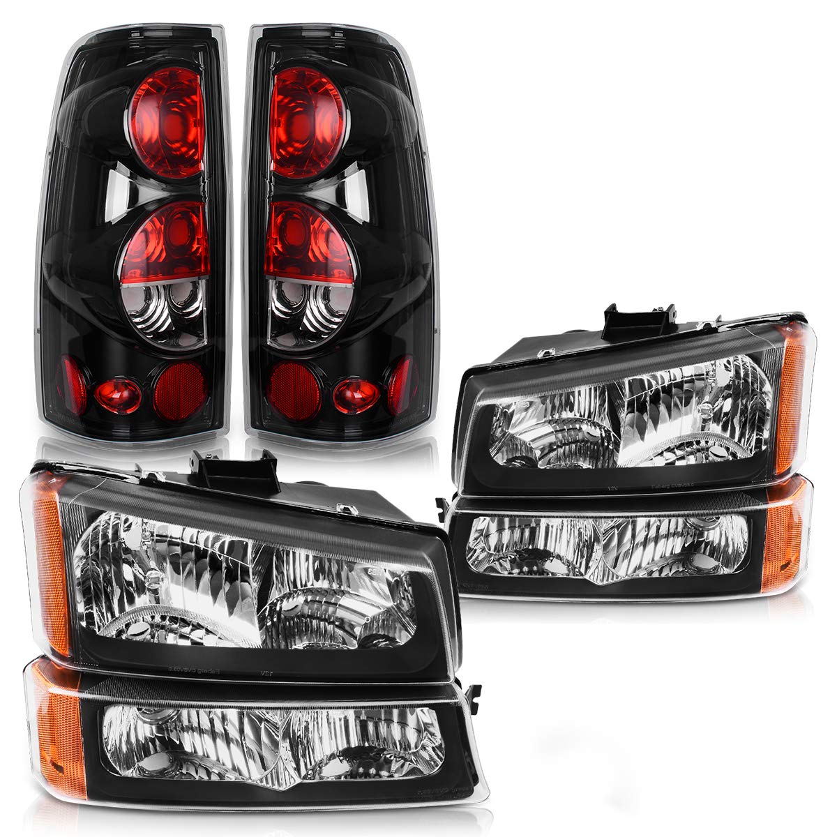 Dwvo Headlights + Taillight Combo Compatible With 03-06 Chevy Silverado 1500/2500Hd 05-06 Silverado 1500 Hd 03-04 Chevy Silverad