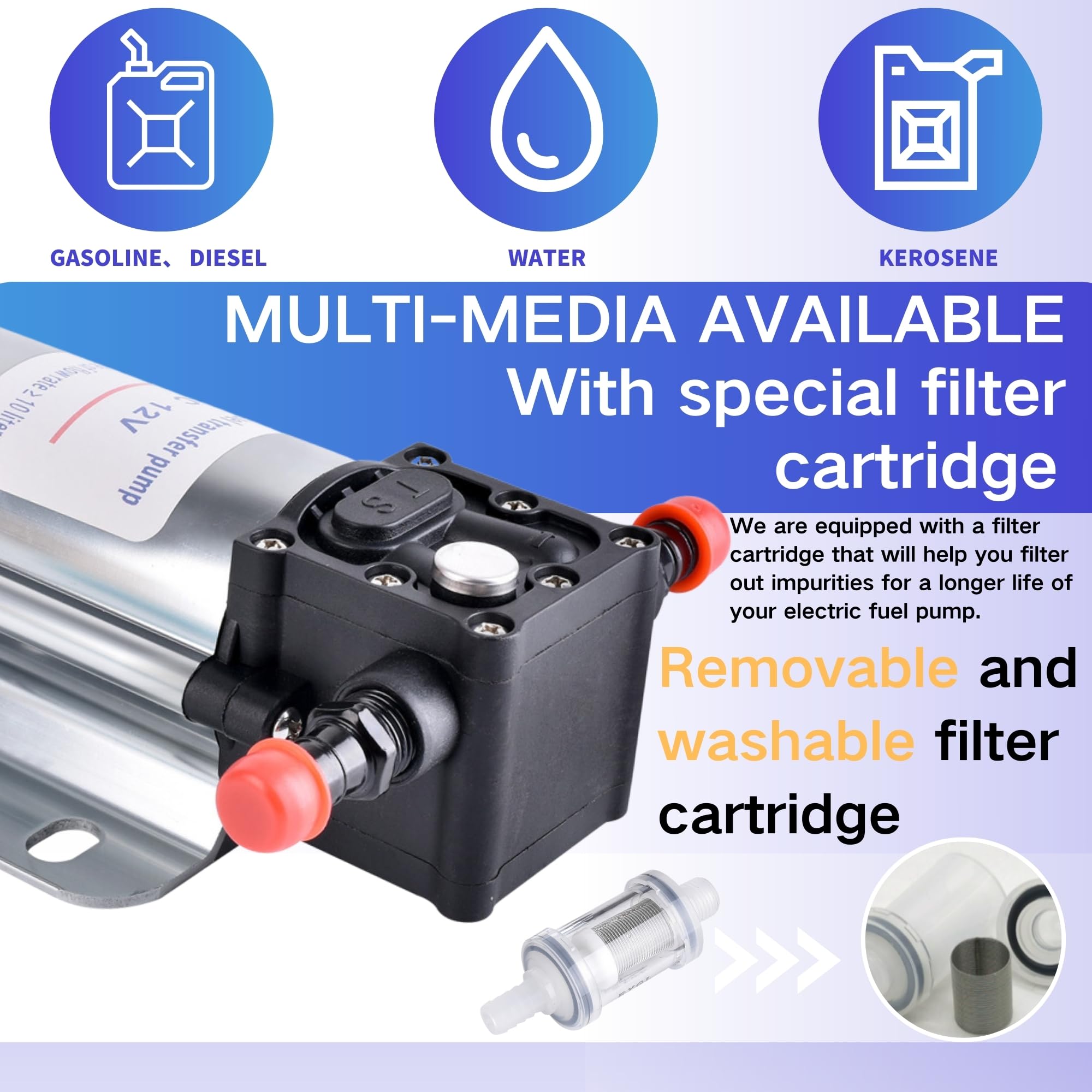 Fuel Transfer Pump Kits, 12 Volt Electric Fuel Transfer Pumps, High Efficiency Self-Priming Pumps For Pumping Gasoline, Diesel, Kerosene, Water And Liquids