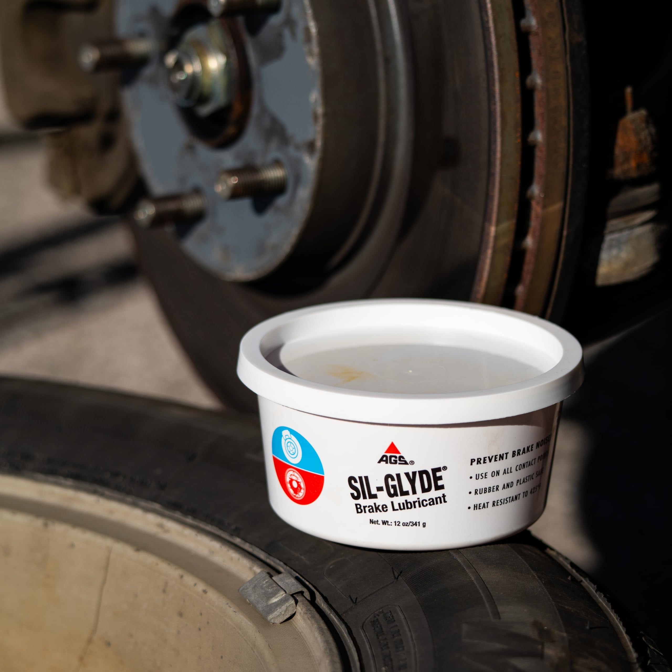 Ags Automotive Solutions Sil-Glyde 12 Oz Tub Silicone Based Brake Assembly Lubricant For Eliminating Disc Brake Squeal - Moisture Proof, Heat Resistant, Rust And Corrosion Protector