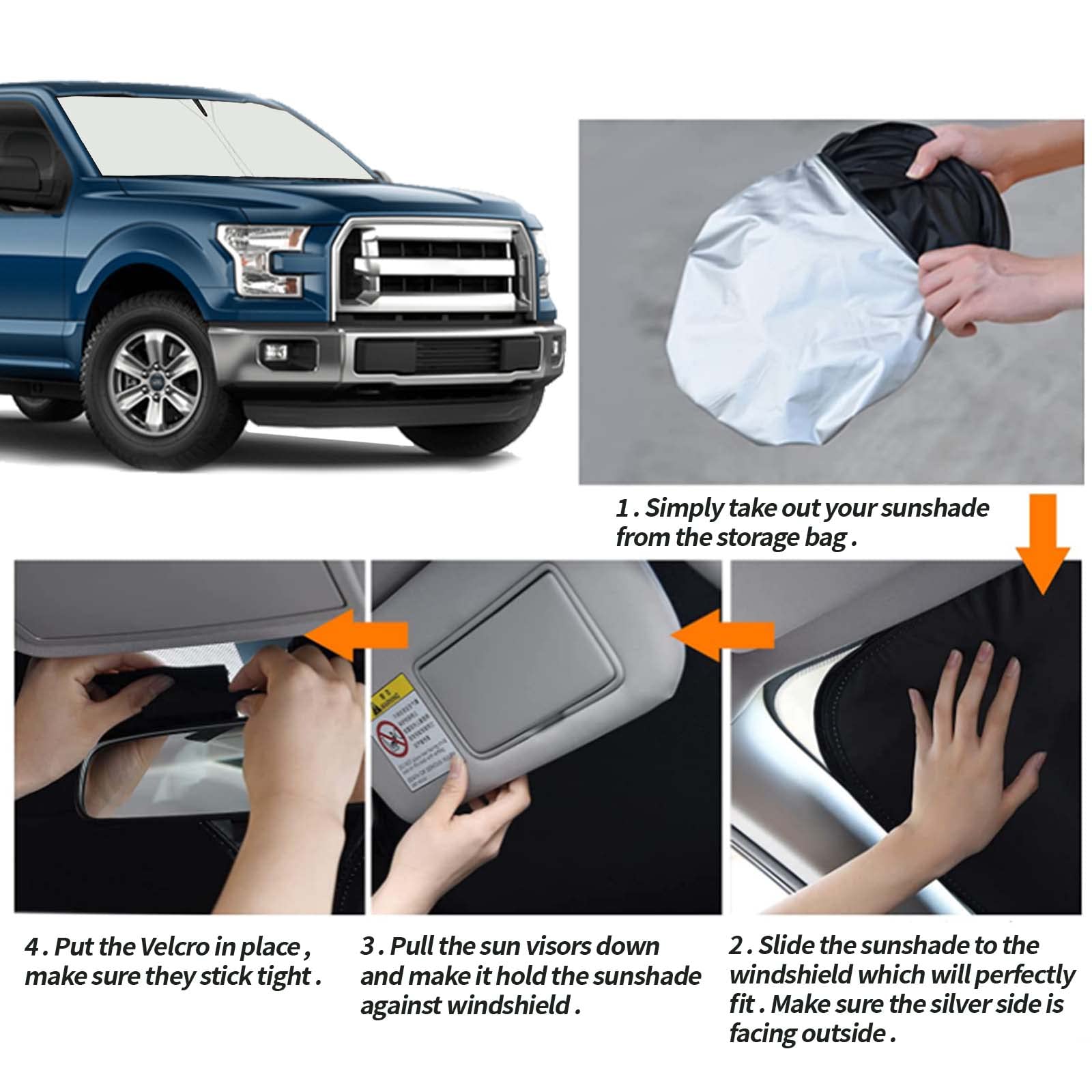 Moricere Upgrade Windshield Sun Shade For Ford F150 2015-2020, Foldable Windshield Sun Visor Blocks Uv Rays