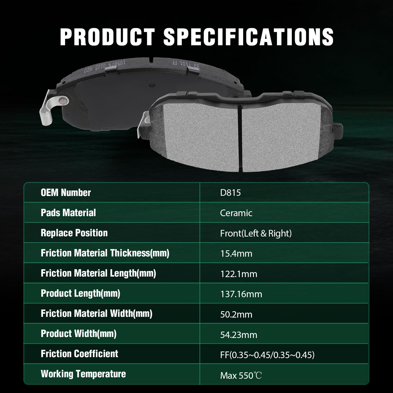 Automuto 4Pcs Front Ceramic Disc Brake Pads Set D815 For Infiniti G35 I35 For Nissan 350Z Altima Cube Juke Maxima Sentra Versa F