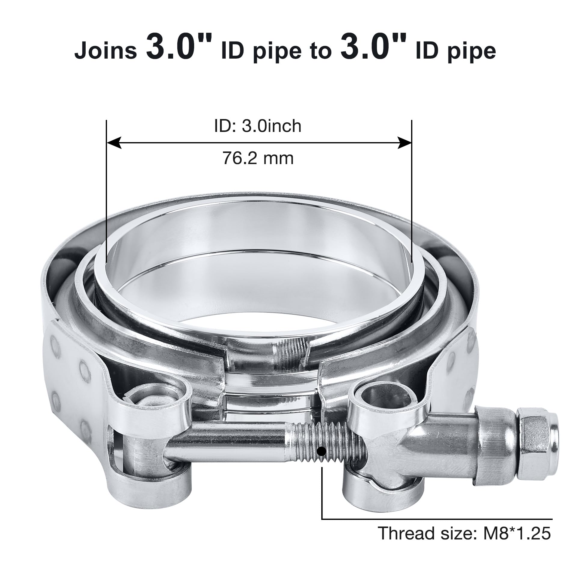Evil Energy 3.0 Inch V Band Clamp With Flange Male Female Stainless Steel