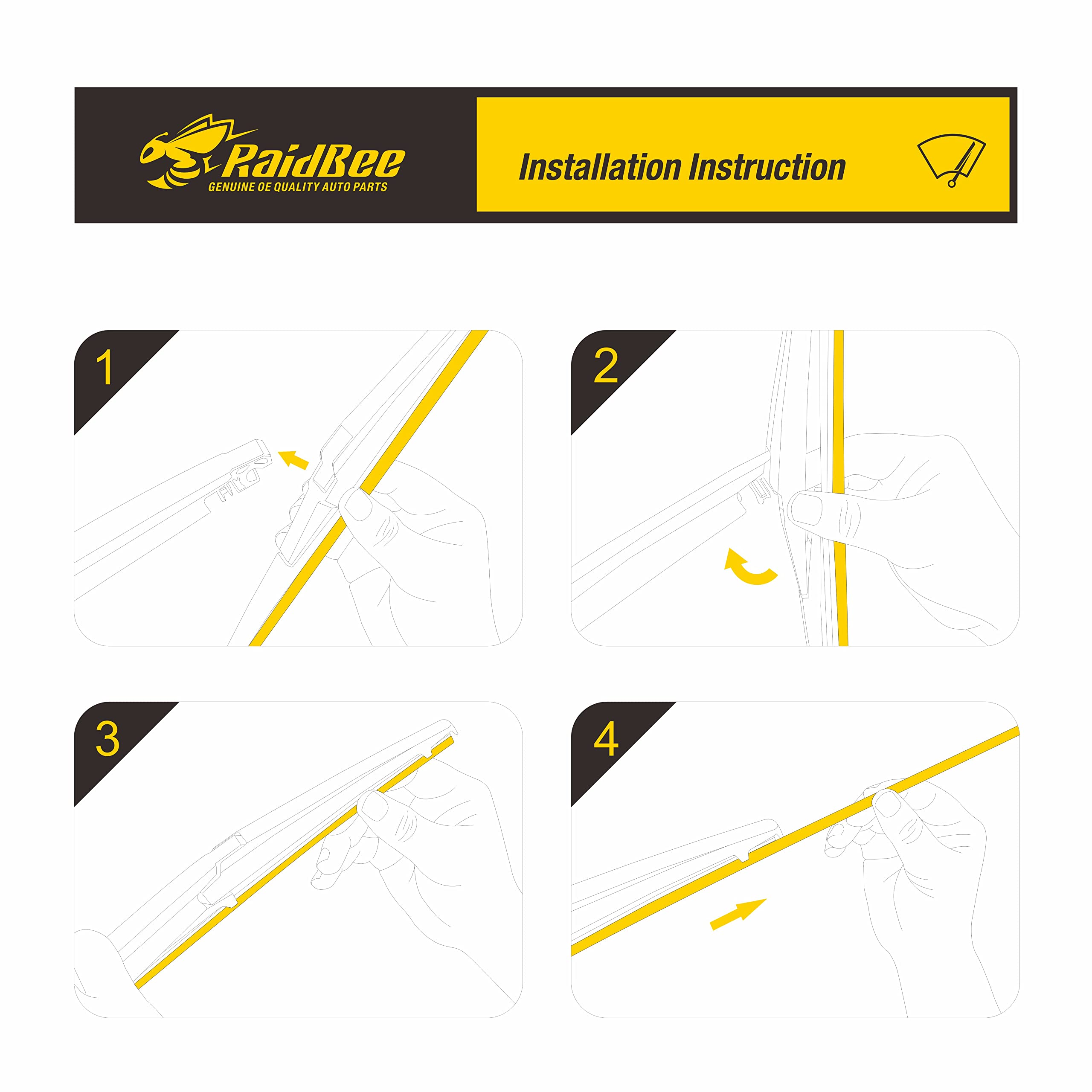 Raidbee Rear Wiper Blade 12 Inch, Automotive Replacement For Toyota Highlander 2001-2019 Back Windshield Wiper Blades(12-A)