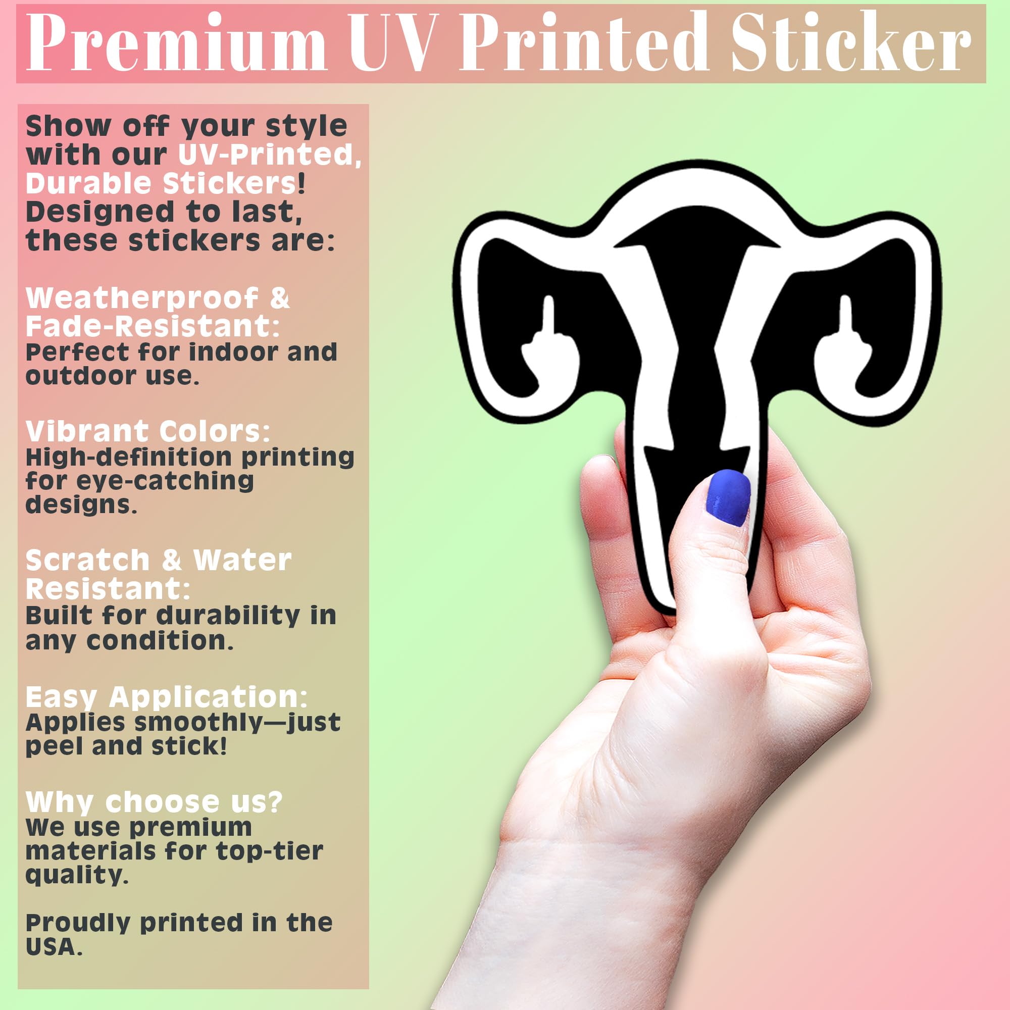 Ovary Flipping The Bird Vinyl Decal Sticker | Cars Trucks Vans SUVs Windows Walls Cups Laptops | White on Black Background | 5.5 x 5.2 Inches | KCD2180