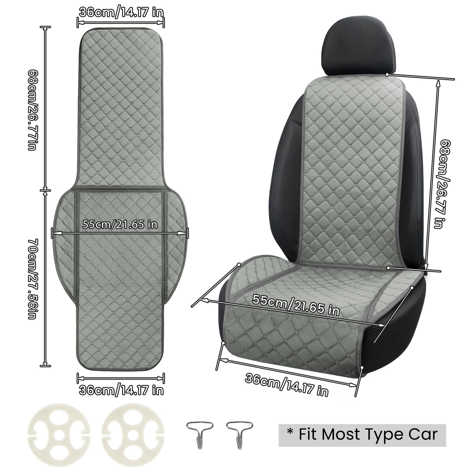 Surpassme Comfortable Car Seat Covers Universal Front Seat Covers For Car Accessories, Padded Car Interior Covers For Automotive