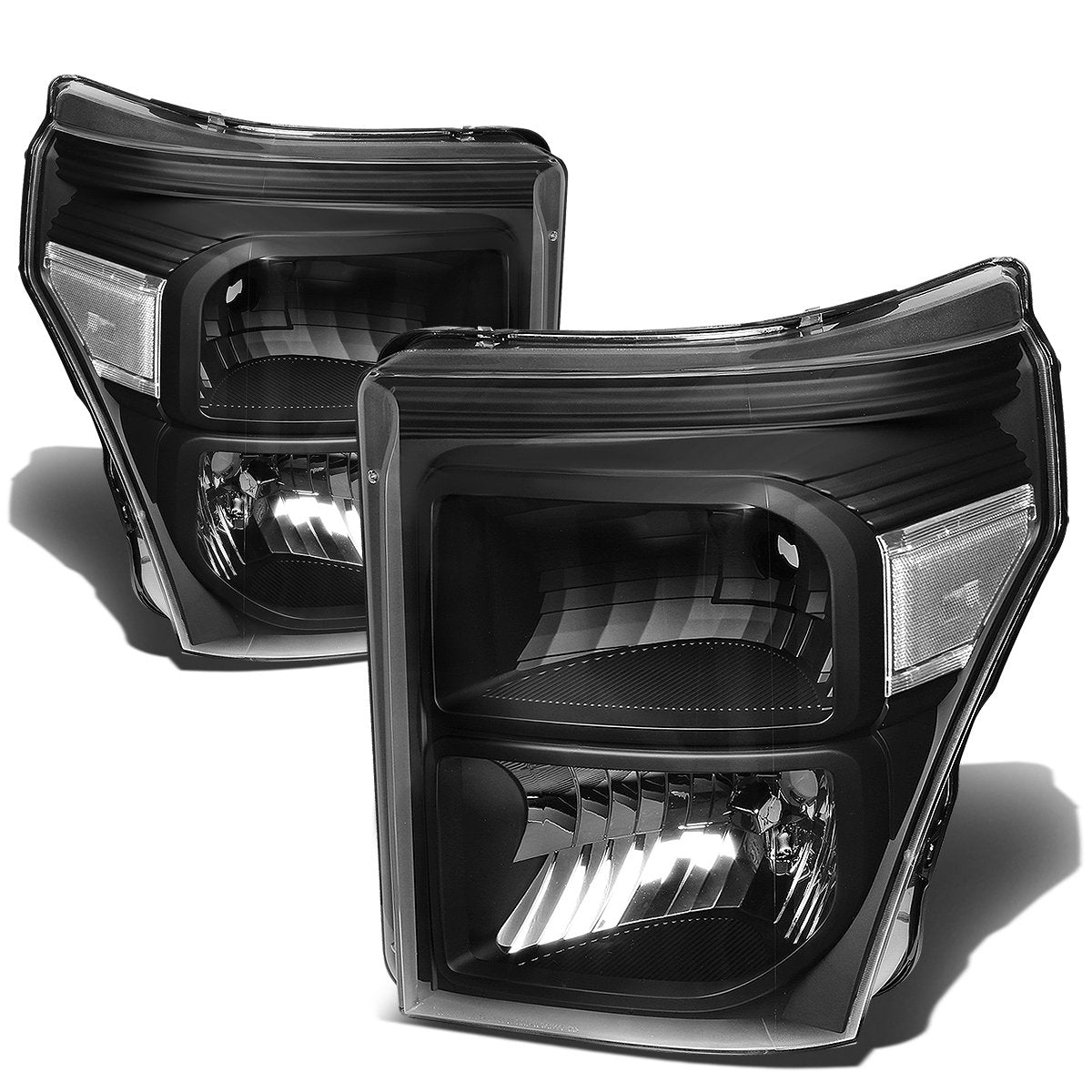 Dna Motoring Hl-Oh-Fsu13-Bk-Cl1 Black Housing Headlights Replacement Compatible With 11-16 F-250 / F-350 / F-450 / F-550 Super D