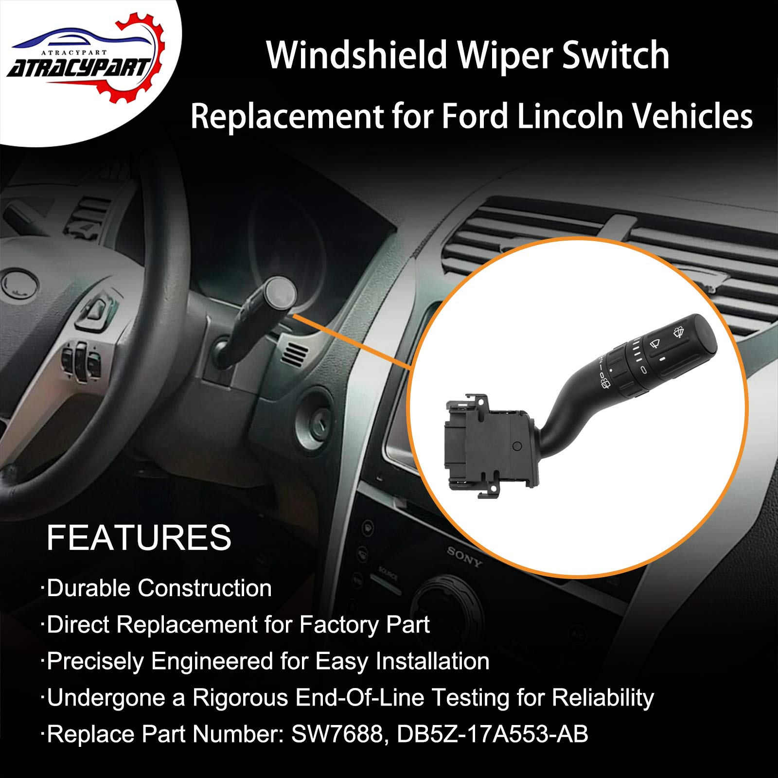 Windshield Wiper Switch | Replacement For Ford Explorer (2011-2019), Edge (2011-2015), Police Interceptor Utility (2013-2018), L