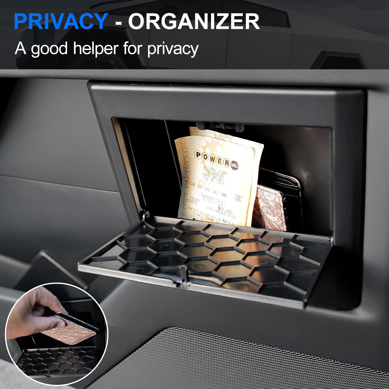 Elecfresh Door Built-in Hidden Storage Organizer for Cybertruck Accessories, Both Driver and Passenger Side Door Garbage Tray wi