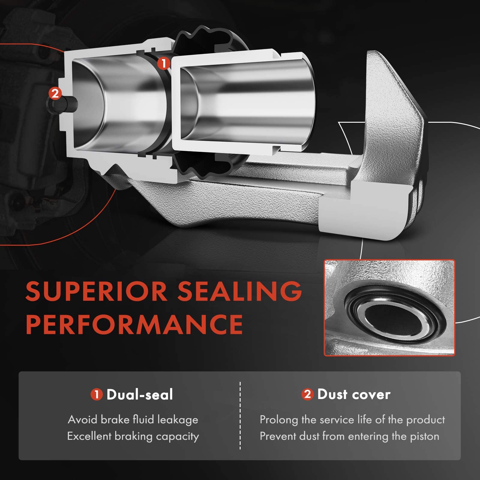 A-Premium Disc Brake Caliper Assembly Without Bracket Compatible With Select Mazda Models - 6 2014-2015, L4 2.5L - Rear Left Driver Side