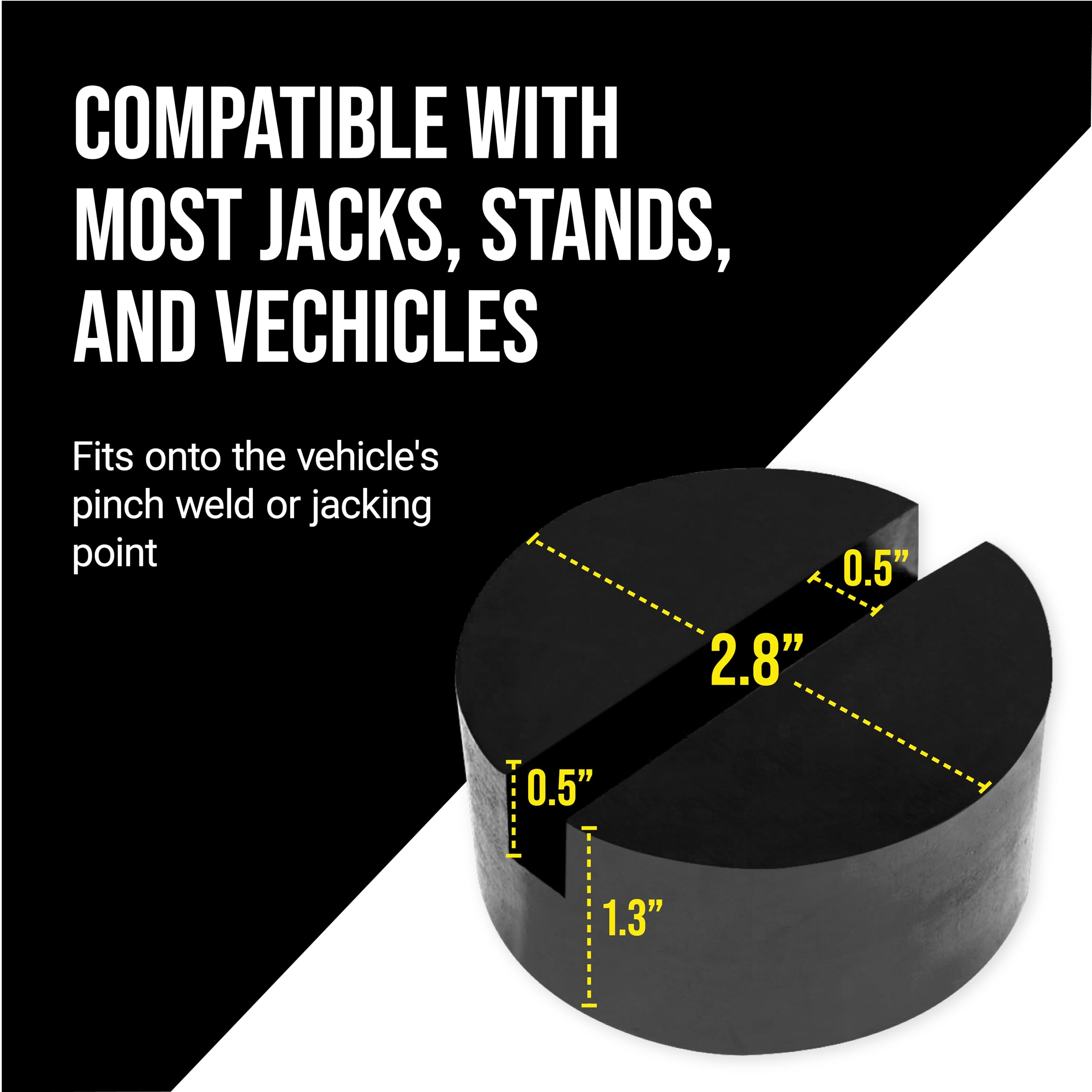 Mission Automotive 2-Pack Of Rubber Jack Pads (Slotted Pucks) - Universal, Standard-Size Adapter - Frame Rail Protector Puck/Pad