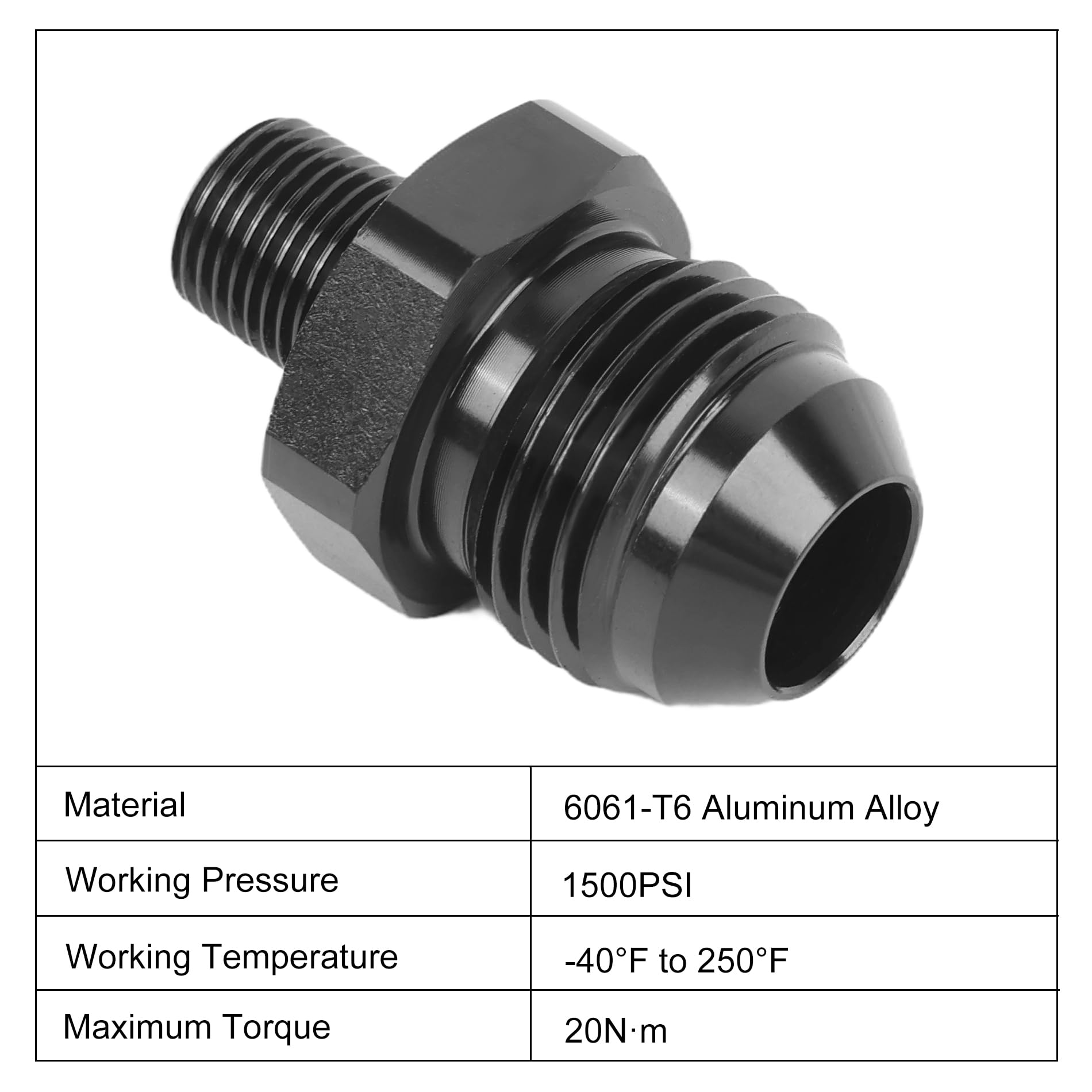 EVIL ENERGY 8AN Male Flare to 1/8'' NPT Pipe Fitting Adapter Aluminum Straight Black 4PCS