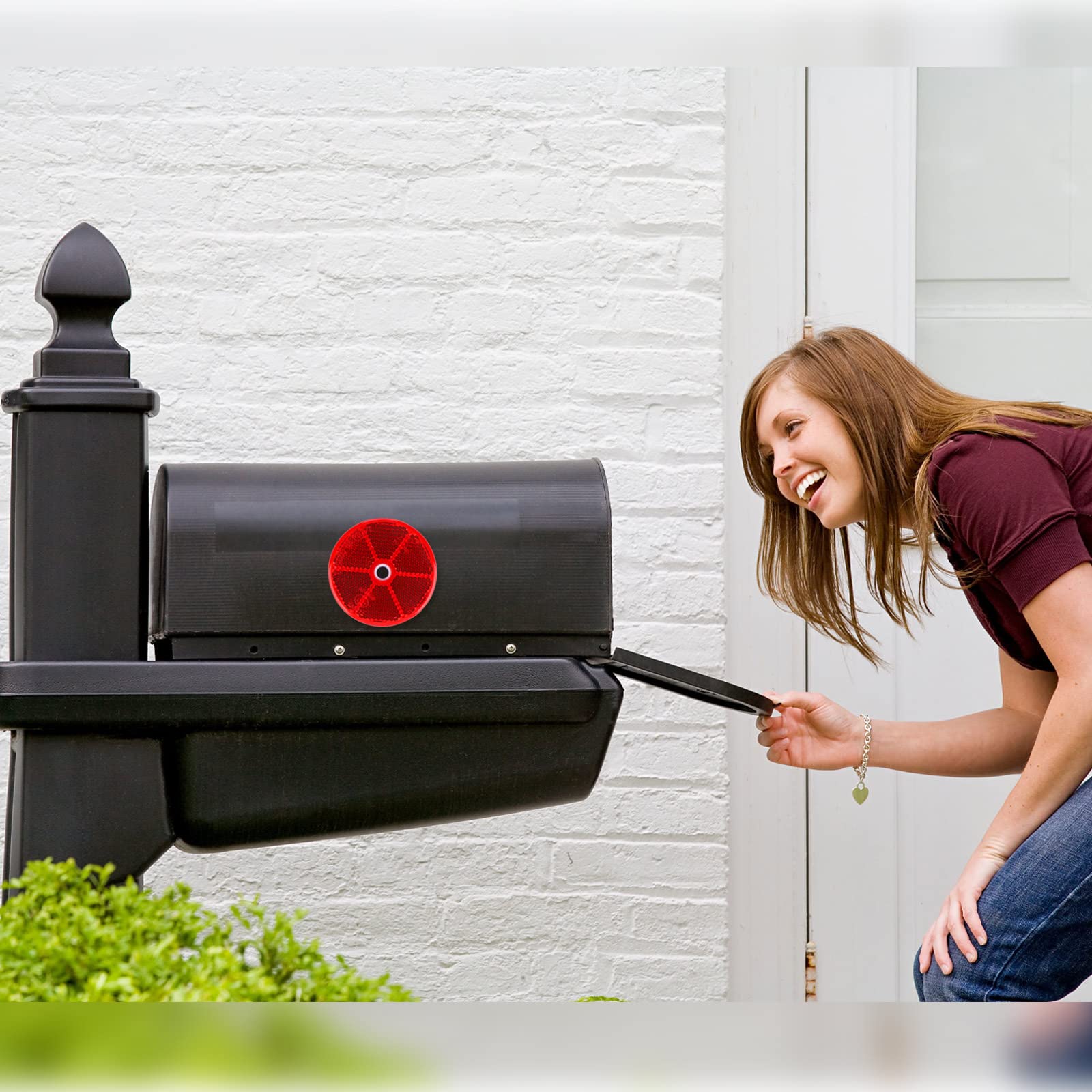 Kingdder 32 Pcs Front Reflector Round Reflector For Driveway Fence Gate Posts Trailers Safety Reflectors With Center Mounting Ho