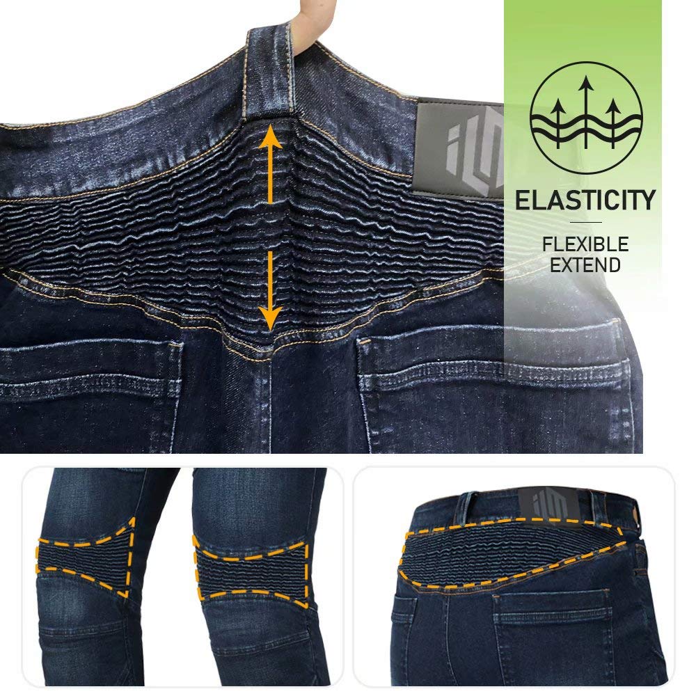 Ilm Motorcycle Dirt Bike Pants For Men Ce Armored Motocross Riding Gear Jeans Motorbike Adventure Touring Pant Bjn01 Blue