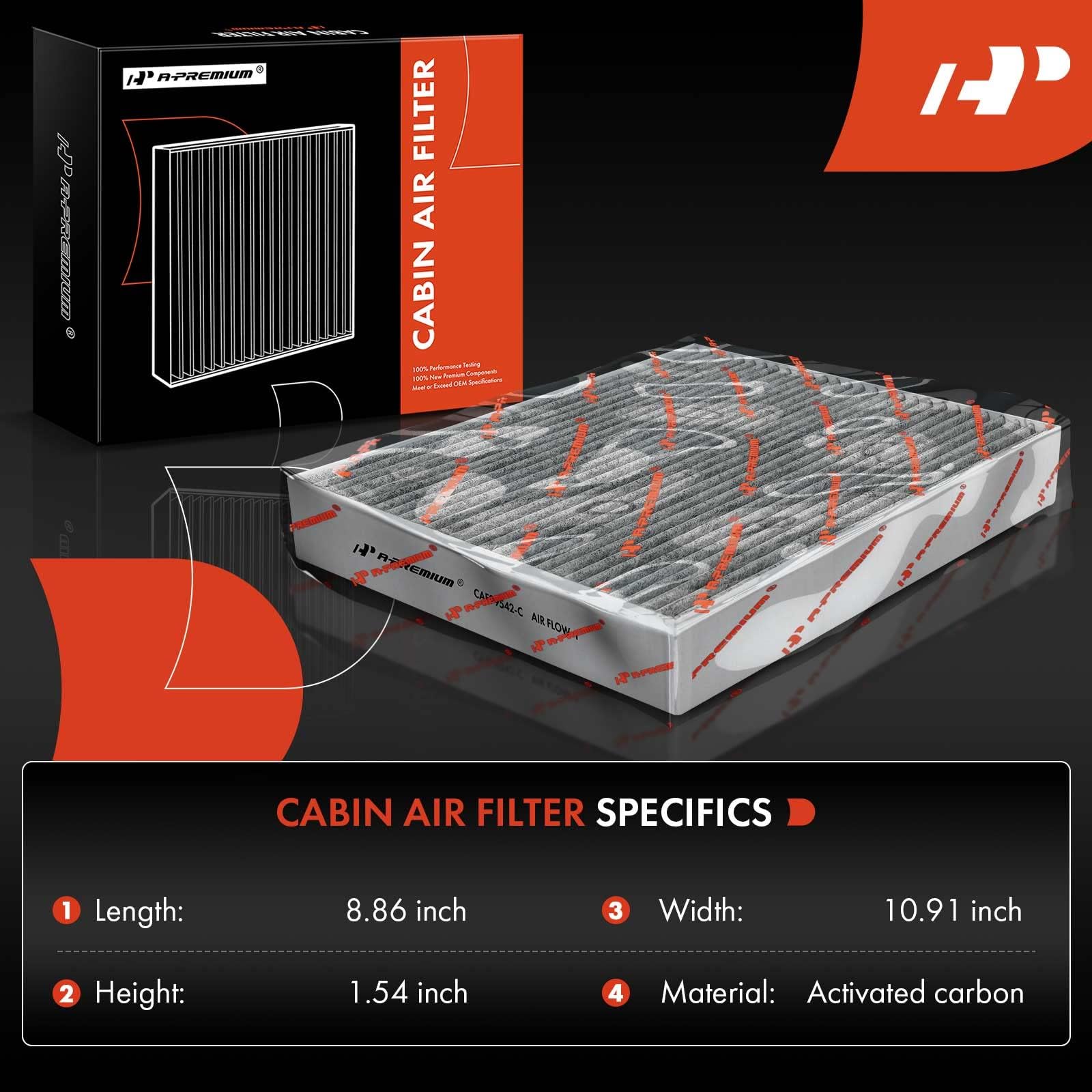 A-Premium Cabin Air Filter with Activated Carbon Compatible with Ford Bronco Sport 21-23, Escape 20-22, Explorer 20-23, Maverick & Lincoln Aviator 20-23, Corsair, Replace# JX6Z19N619BA