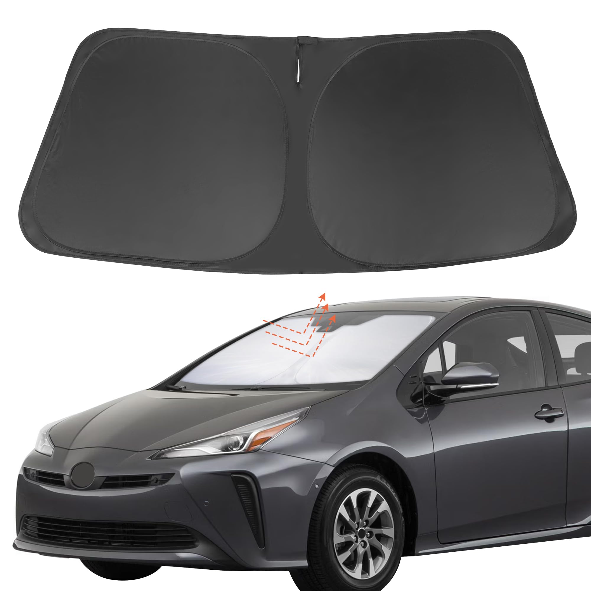 Yycke Windshield Sun Shade Accessories Compatible With 2016-2022 Prius Hatchback (Not For Prius C Or Prius V) For Toyota Foldabl