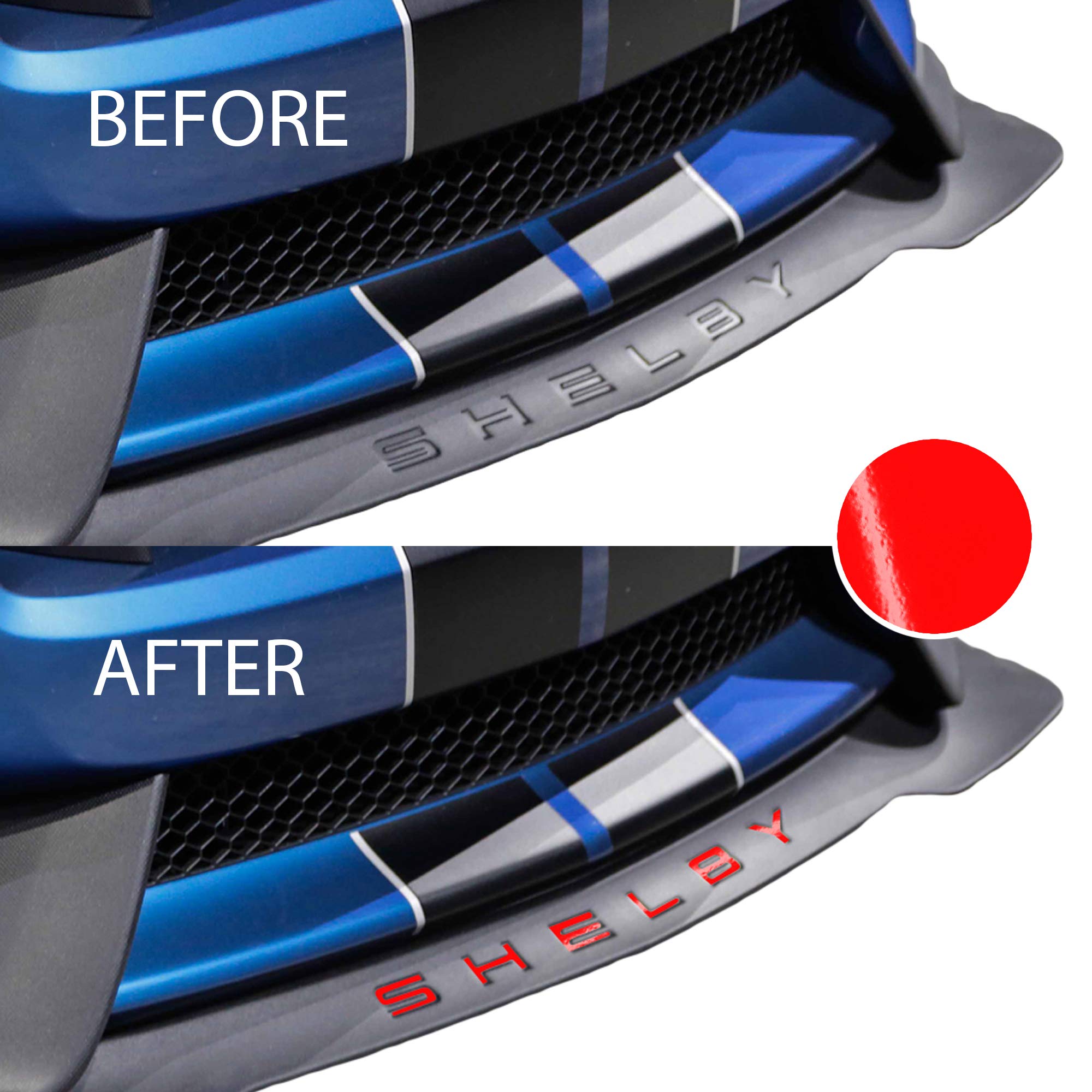 Bogar Tech Designs - Front Lip Splitter Vinyl Decal Letters Compatible With Mustang Shelby Gt350 2015-2019, Gloss Red