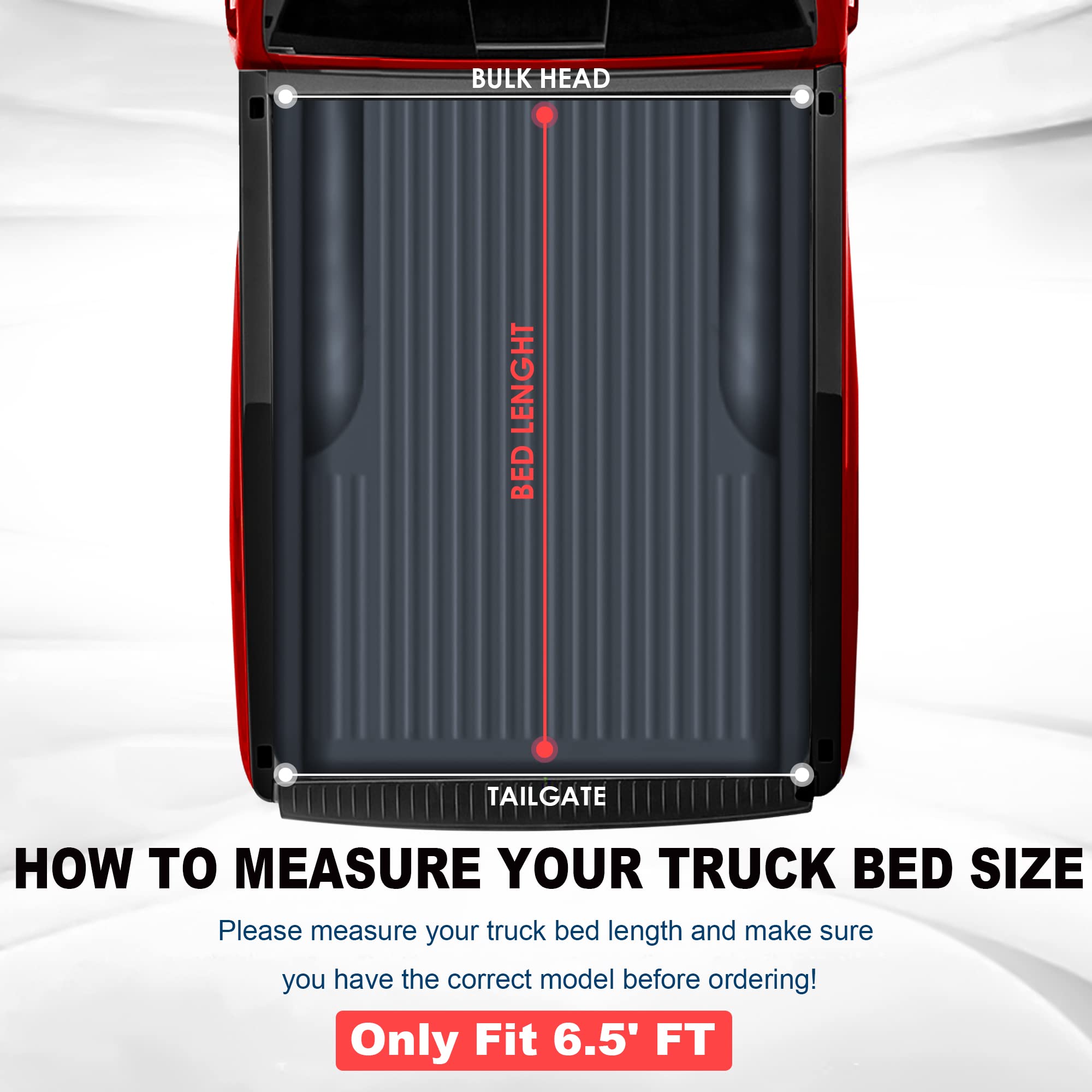 Mostplus Quad 4-Fold 6.5 Ft Soft Fold Truck Bed Tonneau Cover Compatible For 2009-2014 Ford F150 F-150 Styleside Fourth Fold (Ex