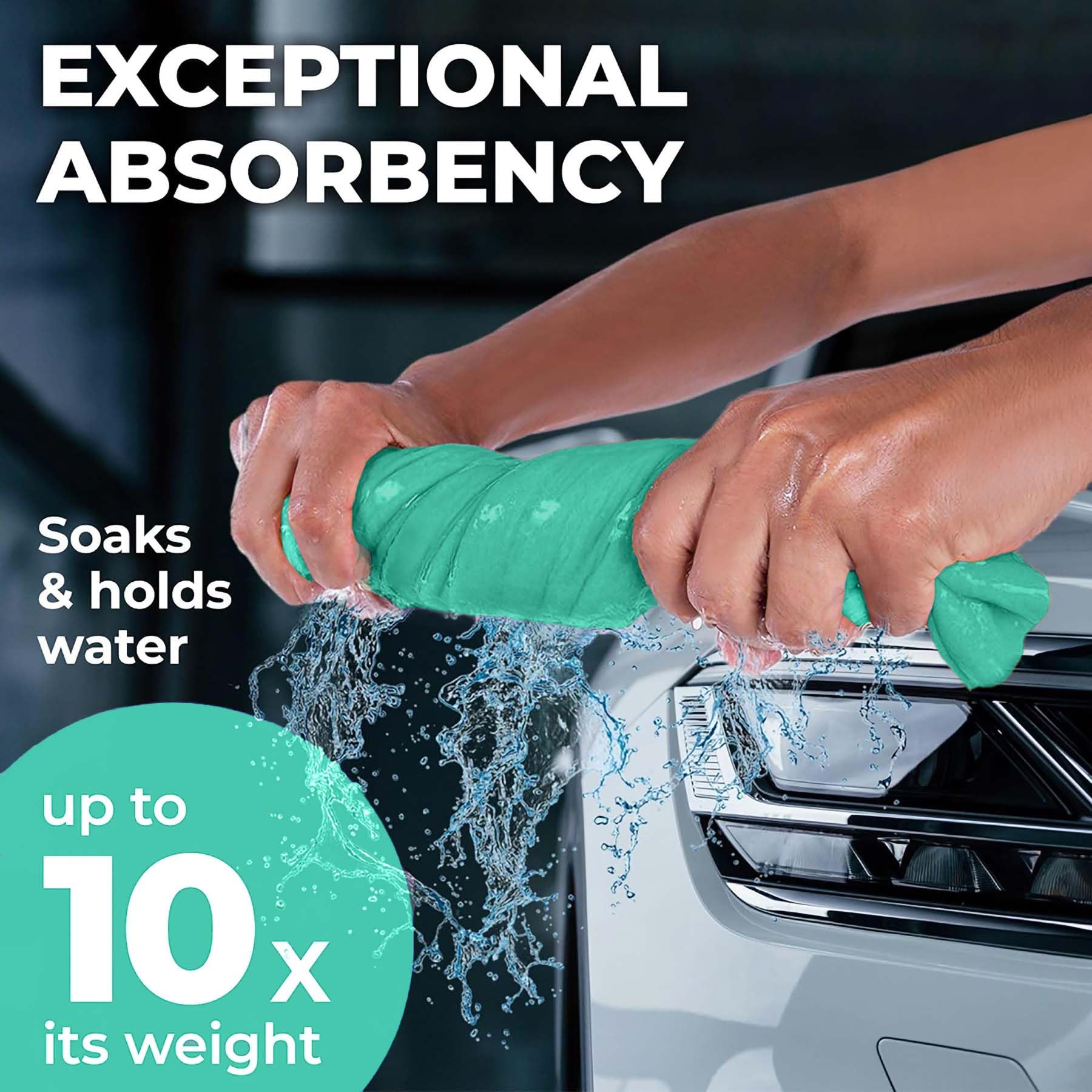 Premium 2Pk Mini +1 Free Shammy Cloth For Car Drying - (17   X13   ) - Super Absorbent Chamois Towel For Car - Reusable Shammy T