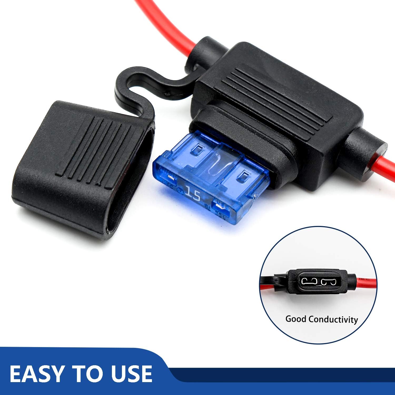 10 Pack 14 Awg Inline Fuse Holder - 12V-Dc Atc/Ato 14 Gauge Fuse Holder For 15A Blade Fuse