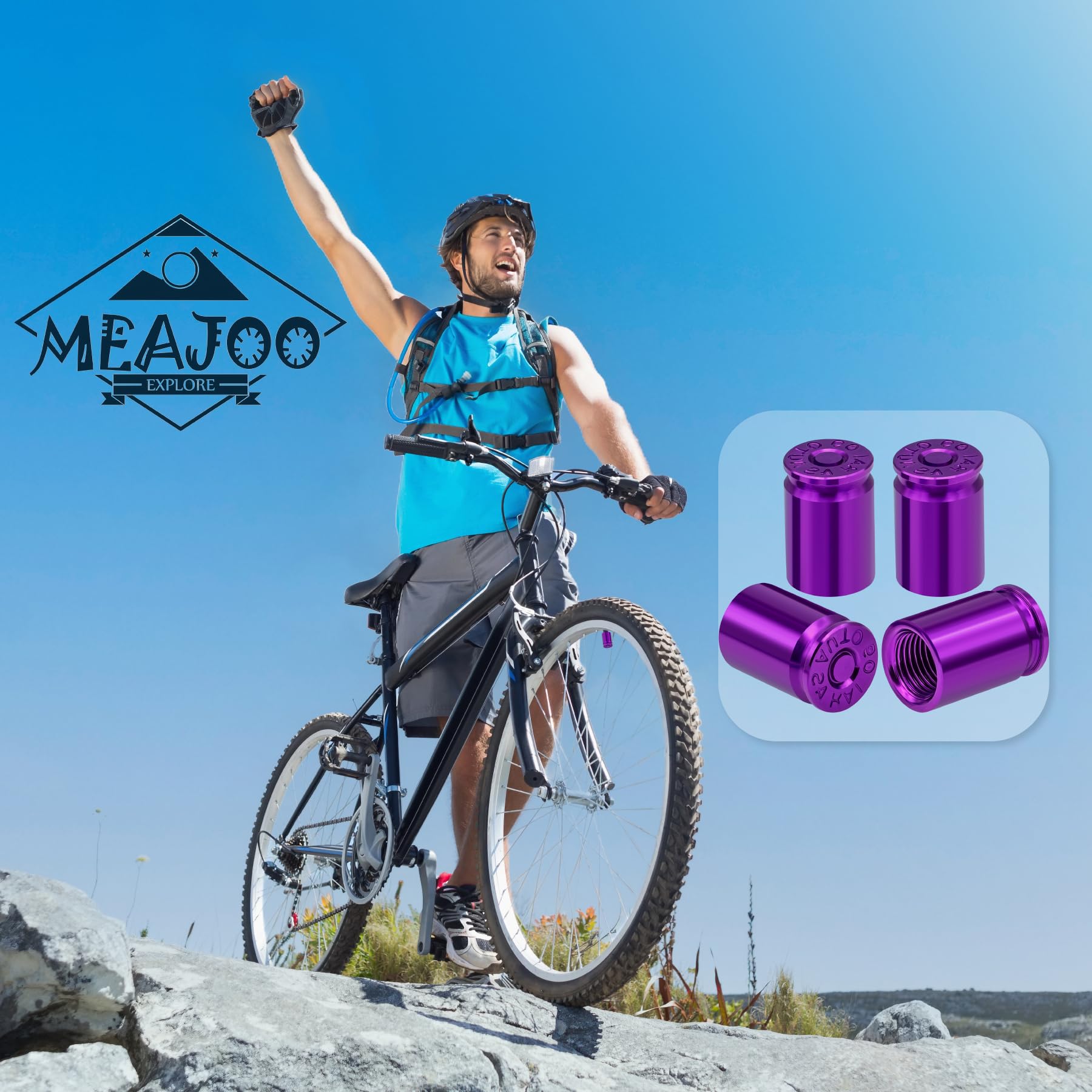 Meajoo 12Pcs Bullet Shell Tire Valve Stem Caps, Aluminum Alloy Car Air Stem Cap, Universal Dustproof Tire Valve Stem Covers For