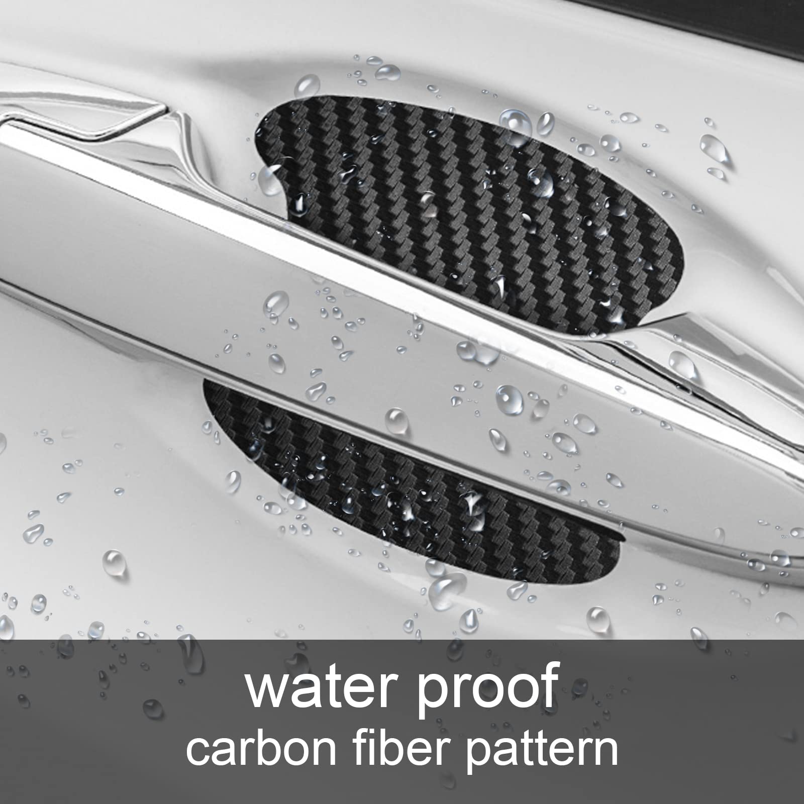 Miytsya 4 Pcs Car Door Handle Sticker, Non-Marking Auto Door Handle Protective Film, Carbon Fiber Anti-Scratches Car Door Cup Protector, Universal (Black)