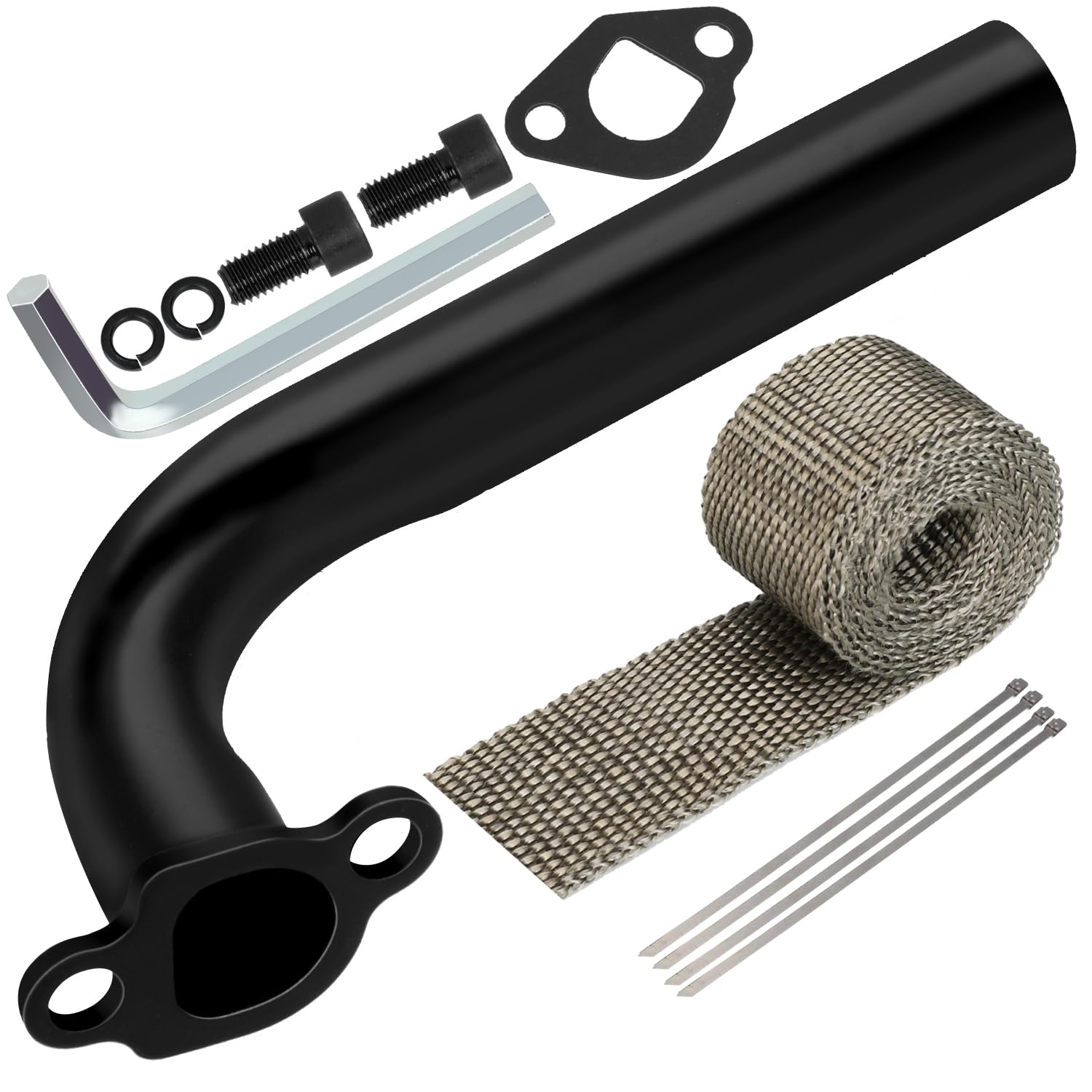 Yoxufa 212Cc Exhaust Pipe Header For Predator 212Cc 196Cc 224Cc 6.5Hp Gx160 Gx200 Small Engine Coleman Ct200U Ct200U-Ex Bt200X Kt196 Baja Warrior Massimo Mb200 Mini Bike Go Kart Performance Parts