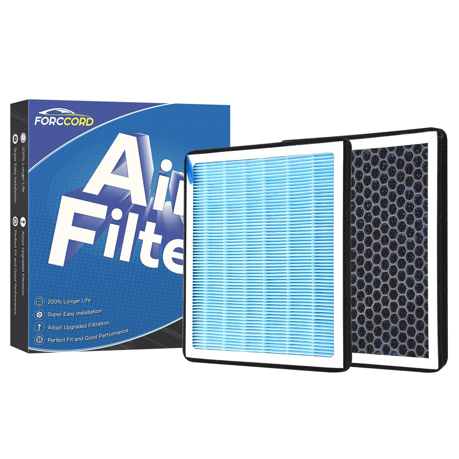 Forccord 2-Pack UPGRADED HEPA Cabin Air Filter Fits for Jeep Cherokee 19 20 21 (ONLY FIT L4 2.0L/2.4L& V6 3.2L) Activated Carbon