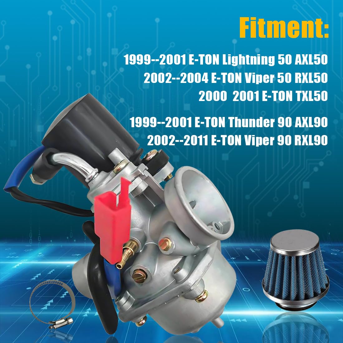 Oripo Carburetor W/Air Filter Eton Viper 50Cc 90Cc 100Cc 2-Stroke Rxl50 Rxl90 (Fits: Viper 90 Rxl90)