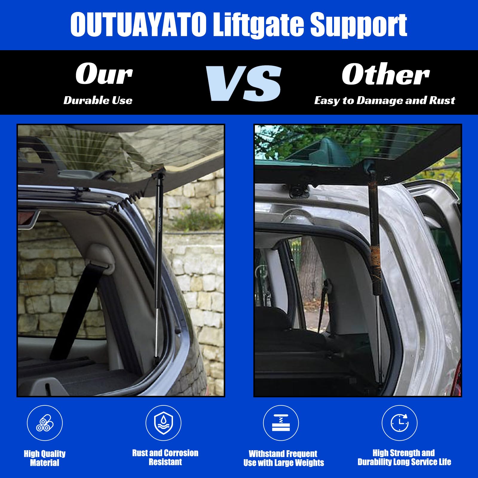 Otuayauto Premium Rear Window Struts Replacement For 2011-2017 Jeep Wrangler 2018 Jk Shocks Lift Supports Oem#6678, 68068261Aa (