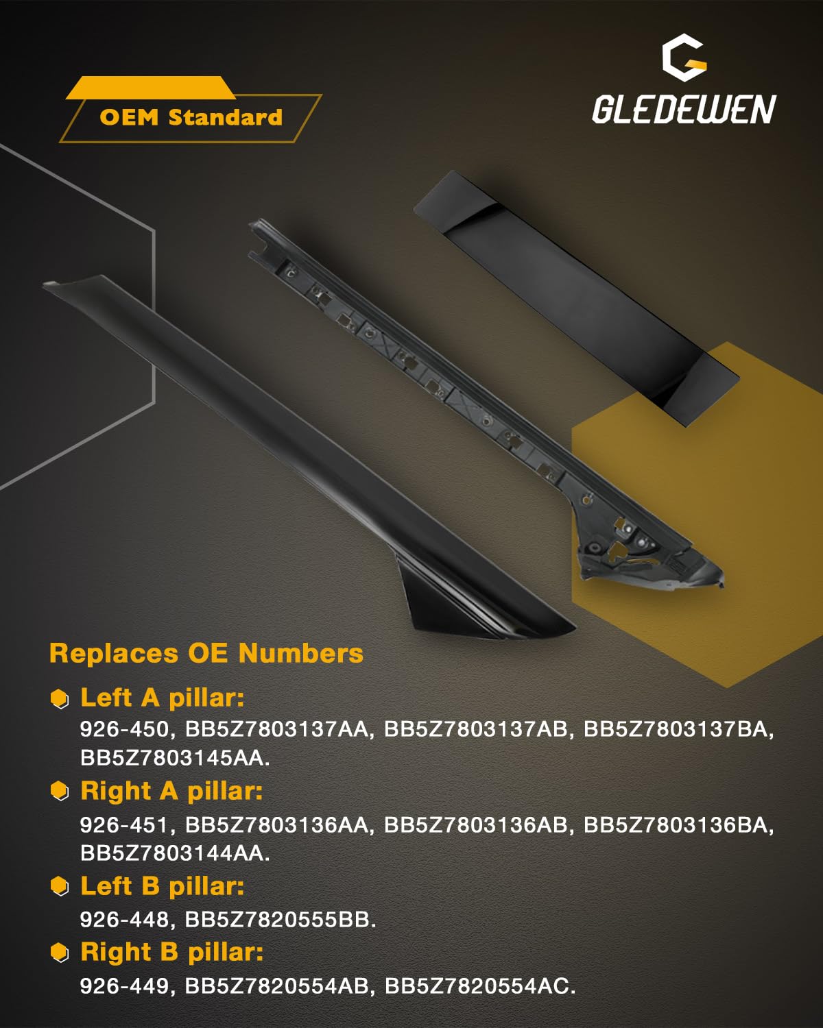 Windshield Trim Molding, A & B-Pillar Set, Compatible With 2011-2016 Ford Explorer, Driver & Passenger Cover, Outer & Inner Pane