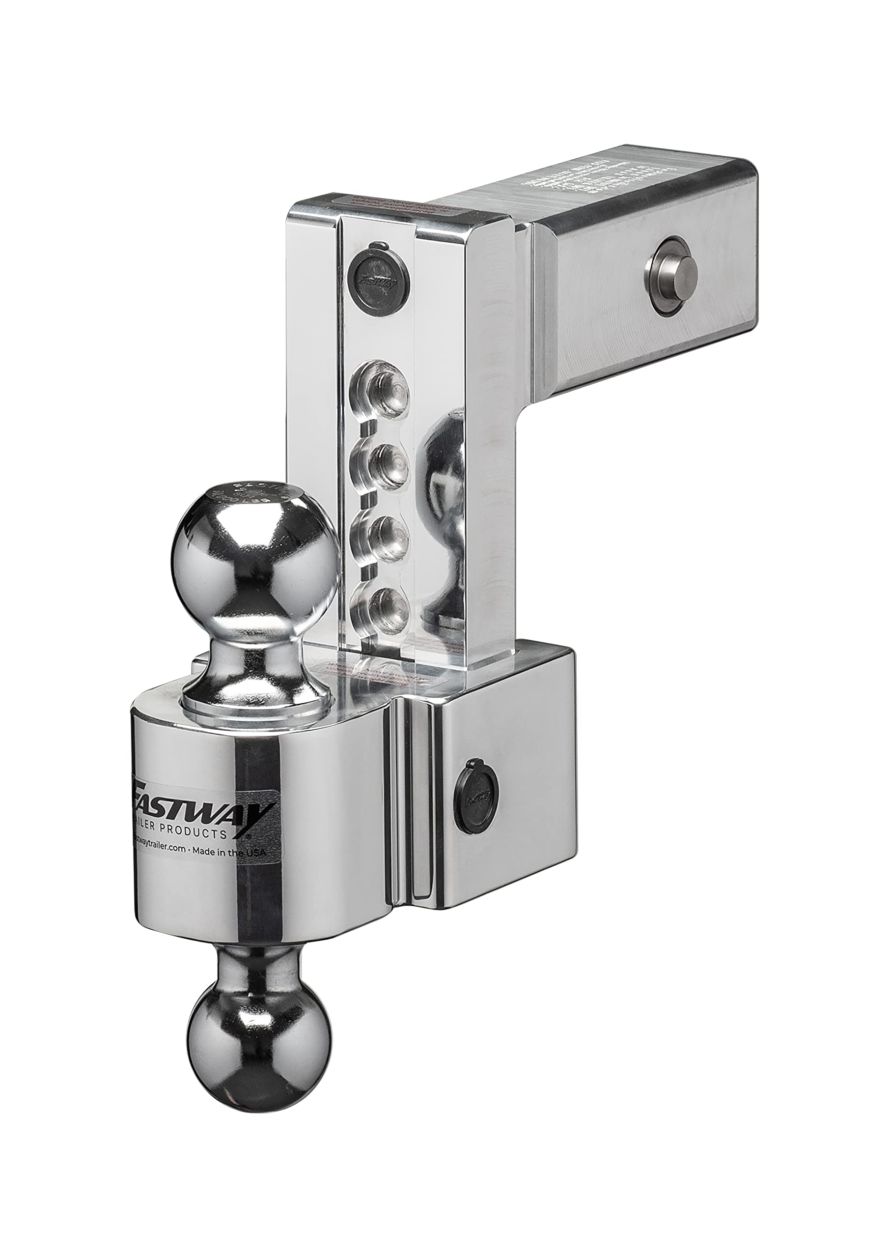 Fastway Flash Secure 44-00-4606 Adjustable Dual Locking Aluminum Ball Mount With 6 Inch Drop, 2.5 Inch Shank, Built-In Locks, An