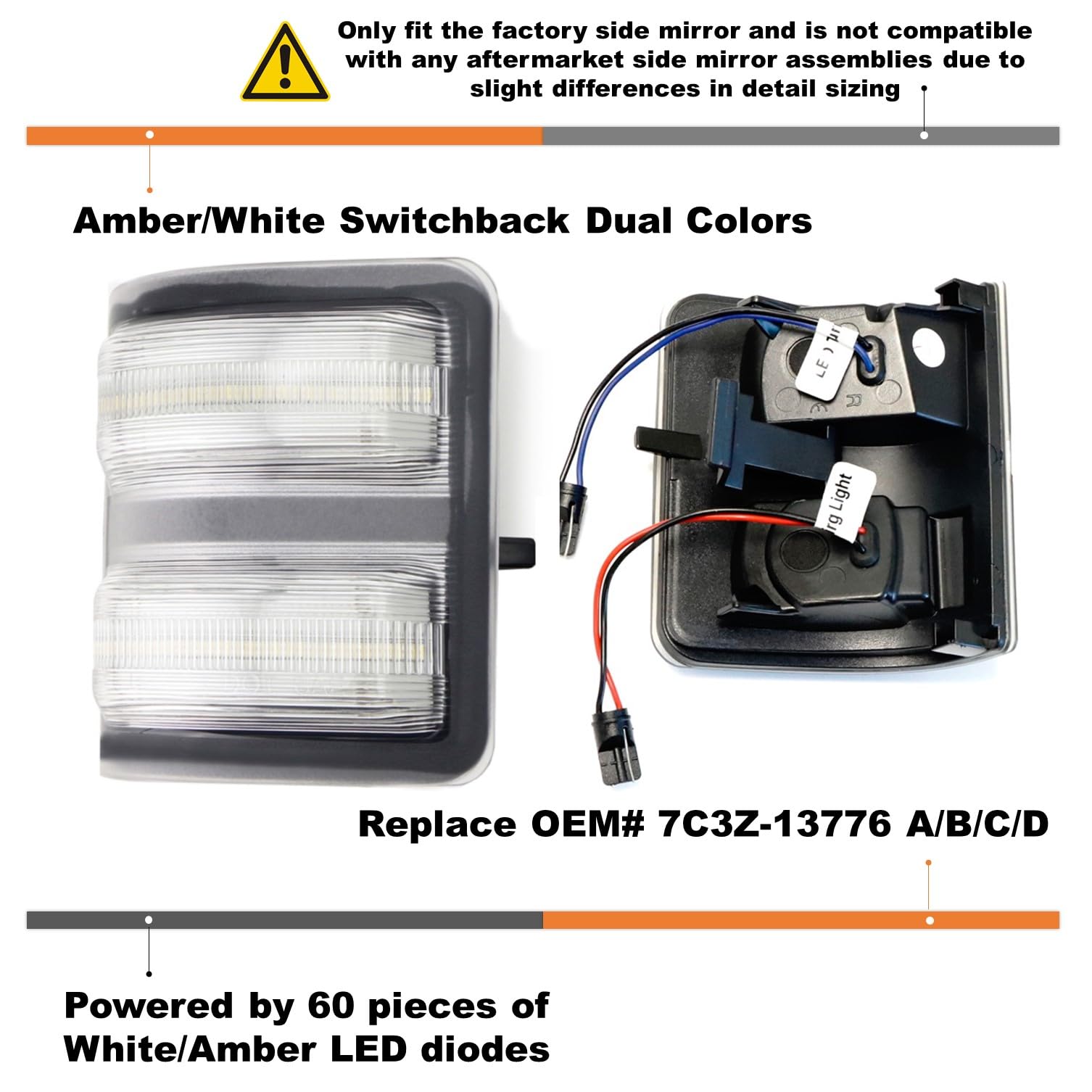 Ijdmtoy Clear Lens Switchback Led Side Mirror Marker Lamps Compatible With 2008-16 Ford F250 F350 F450 Super Duty, (2) Clear Len