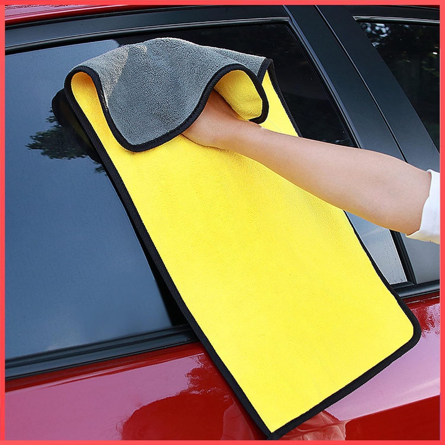 NAYAN VASTRA LIVING DualSided Microfiber Car Drying Towel 30x40 cm | Highly Absorbent Thick Plush Cleaning Cloth | ScratchFree
