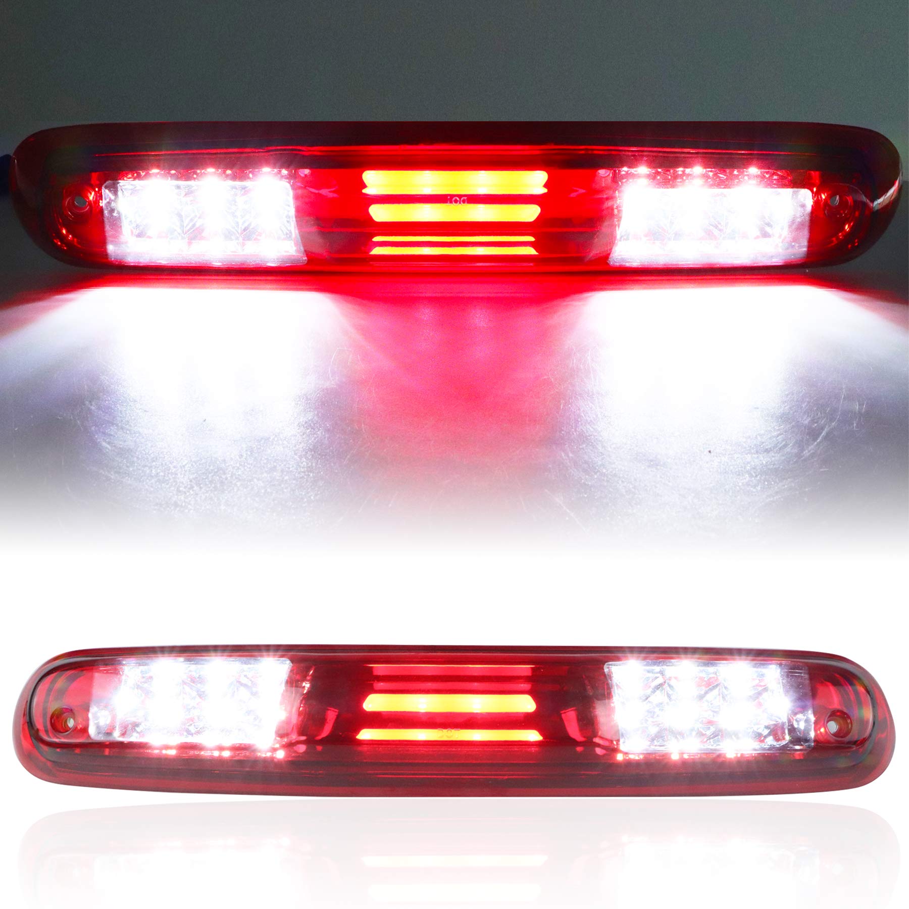 Tresound For 2007-2013 Chevy Chevrolet Silverado/Gmc Sierra 1500 2500Hd 3500Hd 3D Led Bar 3Rd Third Tail Brake Light Rear Cargo Lamp High Mount Stop Light Electroplating Housing (Red)