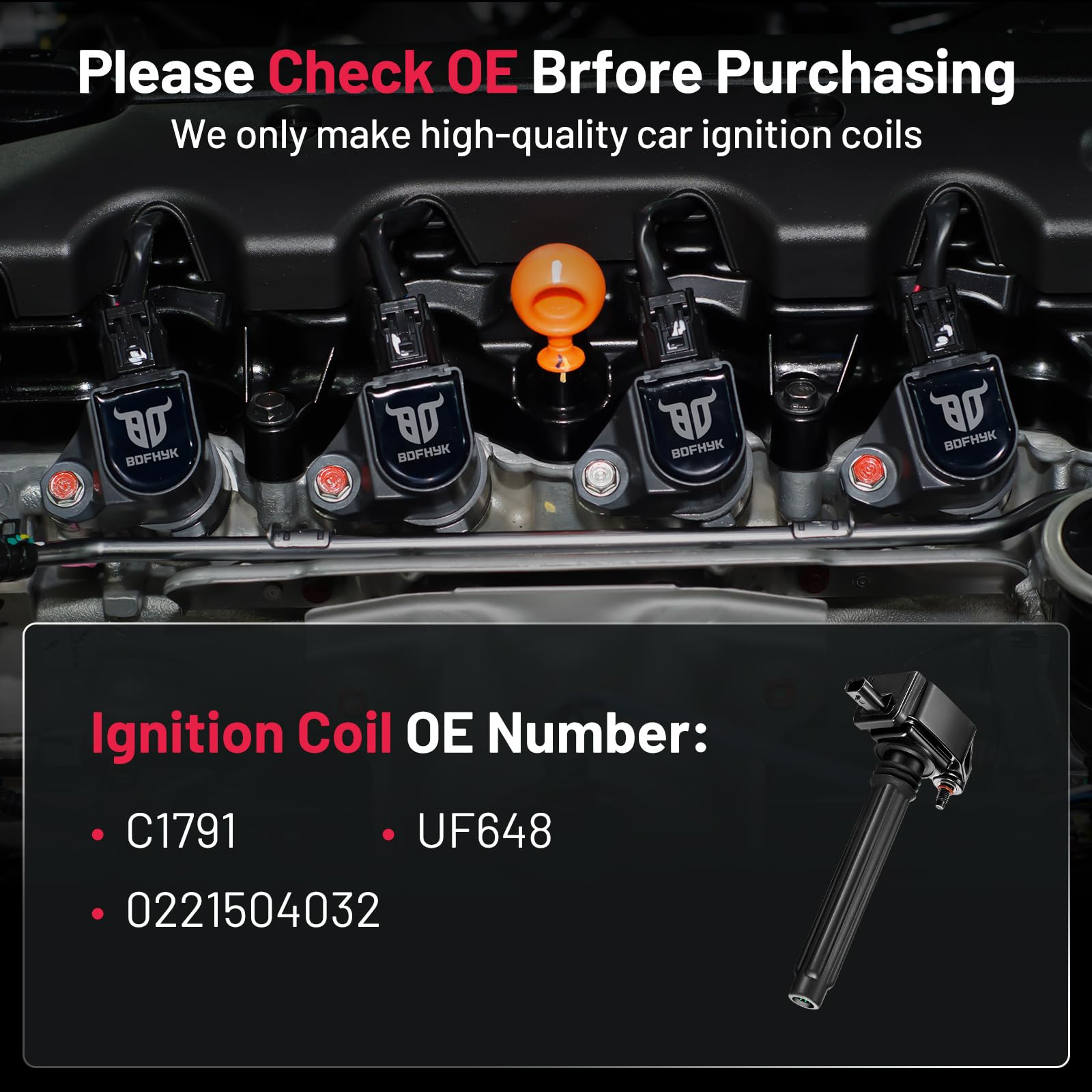 Bdfhyk Ignition Coil Pack Uf648 Set Of 6 Compatible With Chrysler 300 Dodge Challenger Charger Jeep Grand Cherokee Wrangler Ram