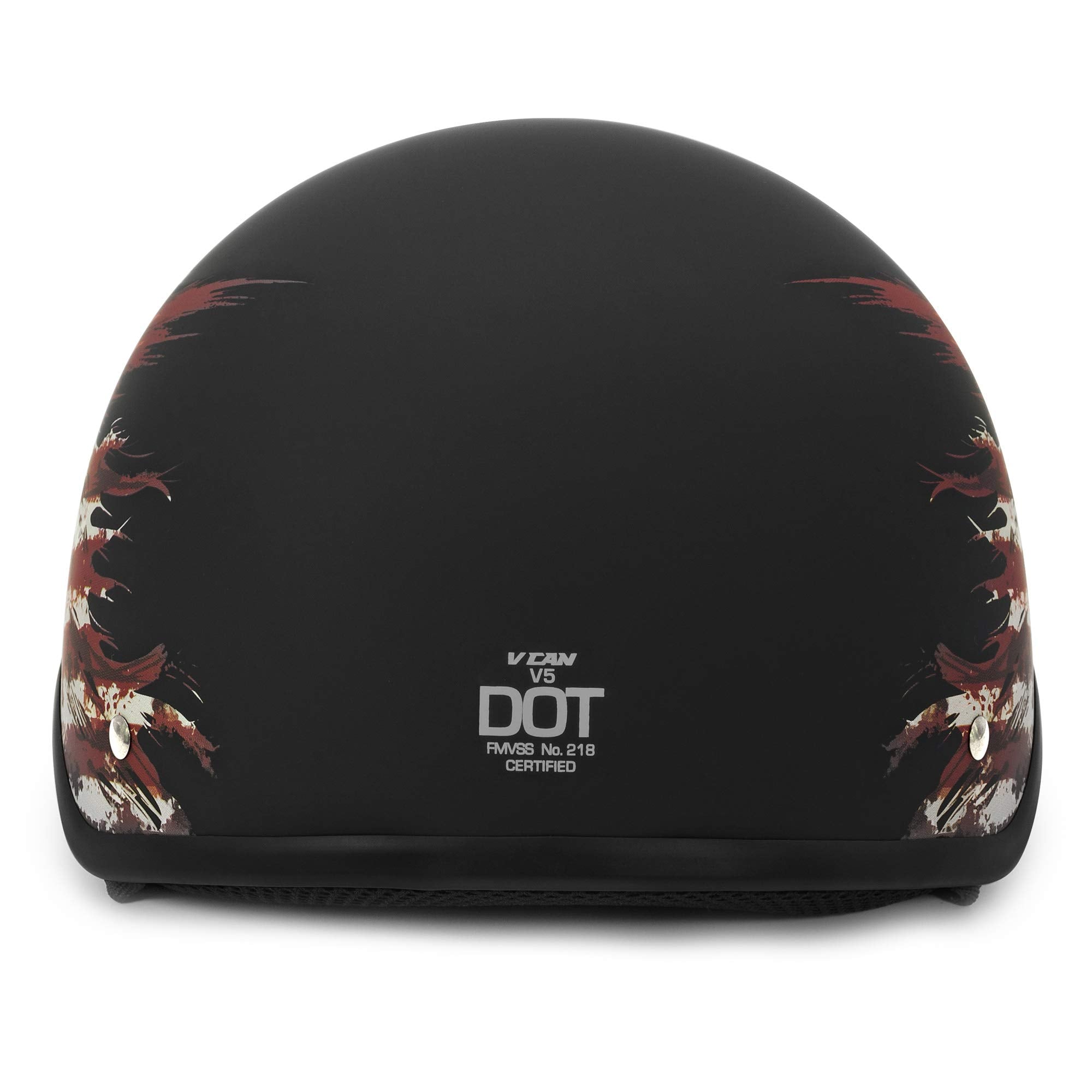 Vcan Cruiser Solid Flat Black Half Face Motorcycle Helmet (Flag, Medium)