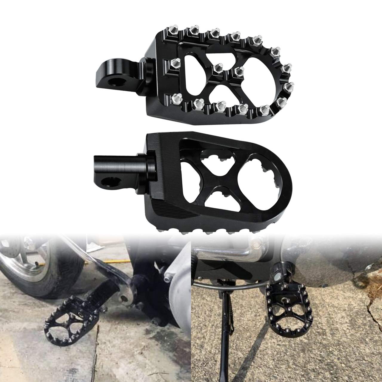HDBUBALUS CNC Wide Footpegs Offroad 360 Roating Foot Pegs Fit for Harley Dyna Fatboy Street Bob Wide Glide Sportster Bobber Chop