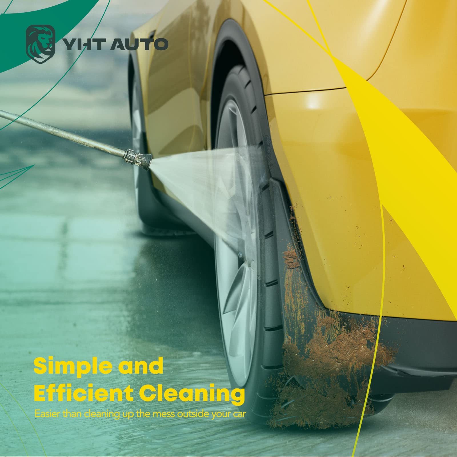 Yhtauto Set Of 4 Mud Flaps Splash Guards Accessories Replacement For Hummer H2 2003-2009, Front And Rear Lh Rh, Black