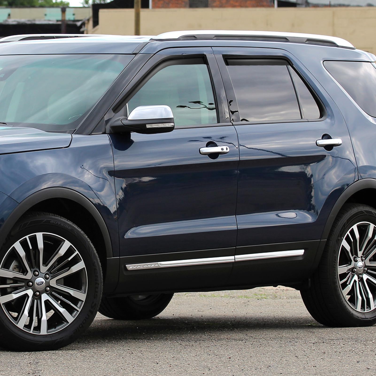 Cxdar Window Rain Guards Visors For 2011 2012 2013 2014 2015 2016 2017 2018 2019 Ford Explorer, Window Vent Wind Shades Deflecto